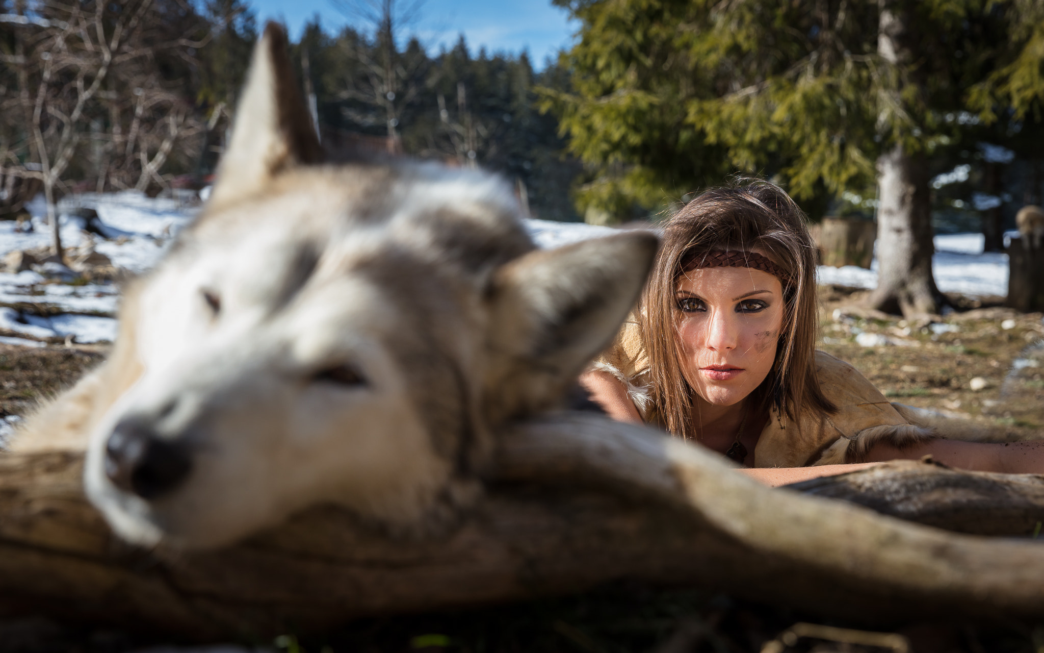 May Leyvraz 500px Wolf Nature Fantasy Girl Women Outdoors Animals Women Women With Dogs 2048x1280