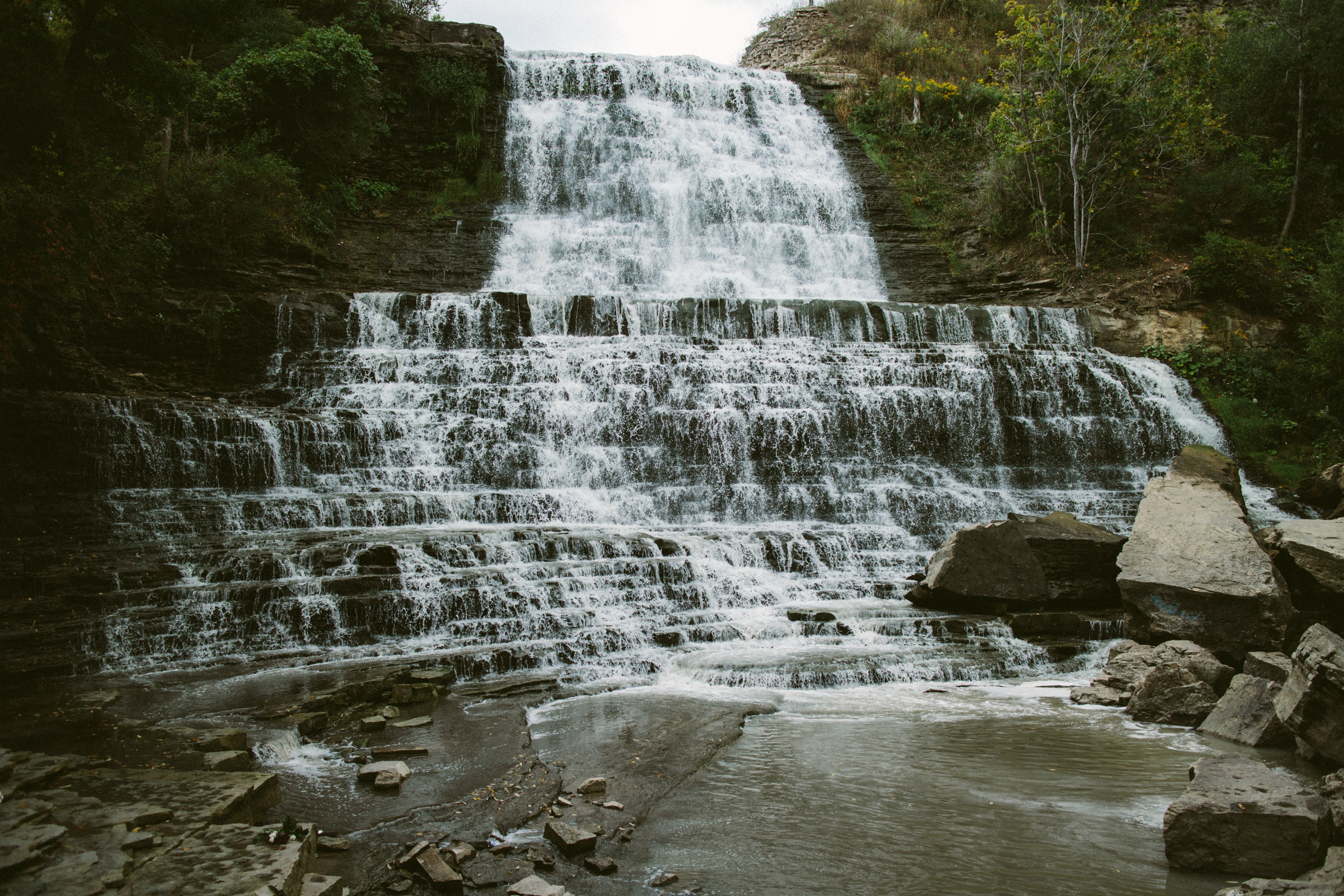 Albion Falls Waterfall Rock Canada 3000x2000