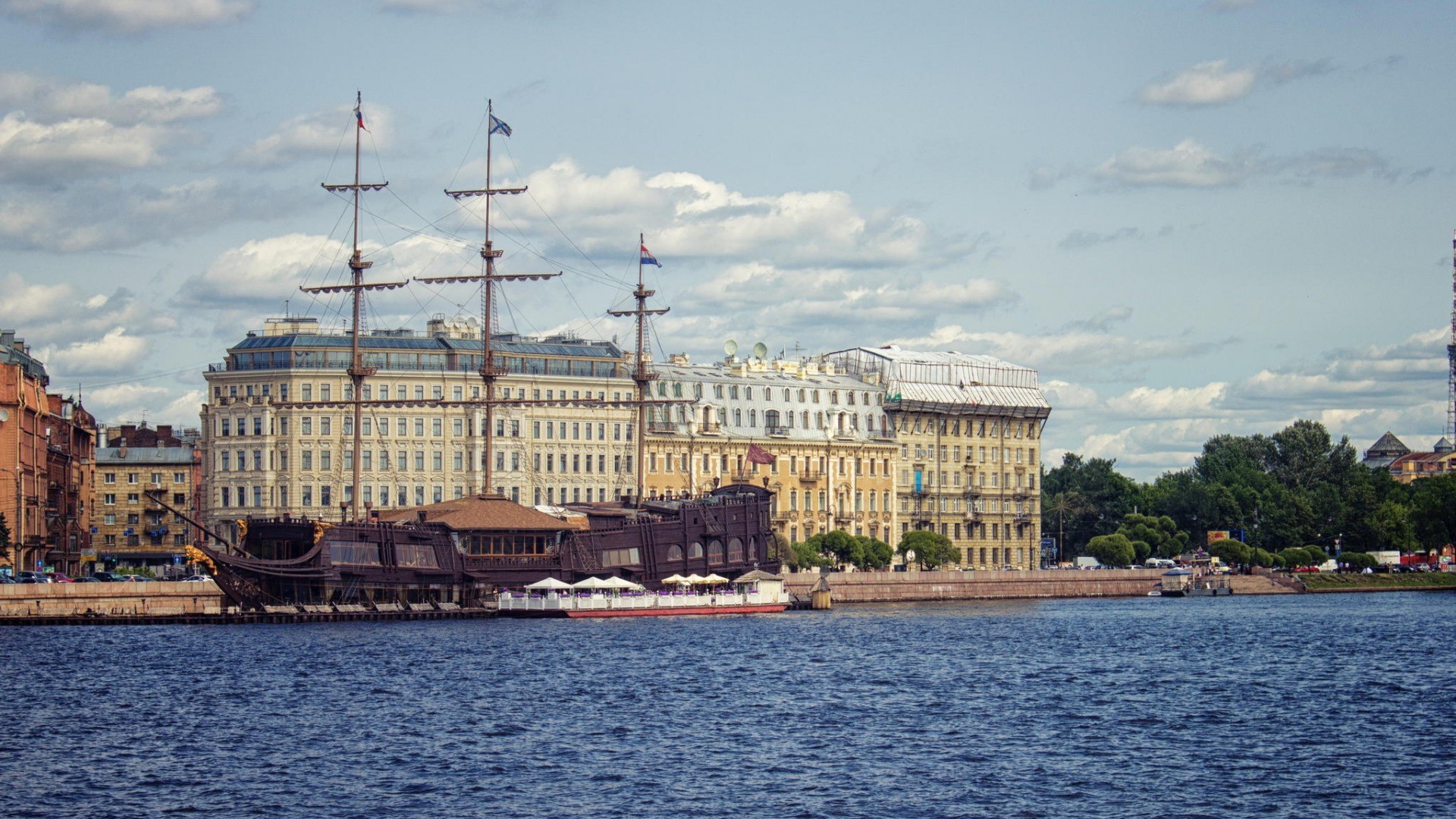 Sailing Ship Ship St Petersburg River City 1920x1080