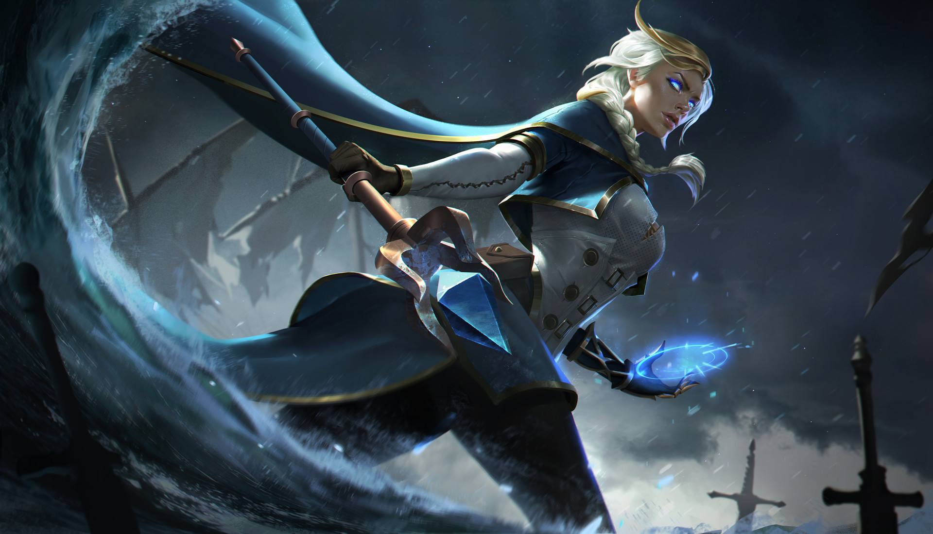 ArtStation Fantasy Art Fantasy Girl Blue Eyes Magic Blonde Jaina Proudmoore World Of Warcraft 1920x1100