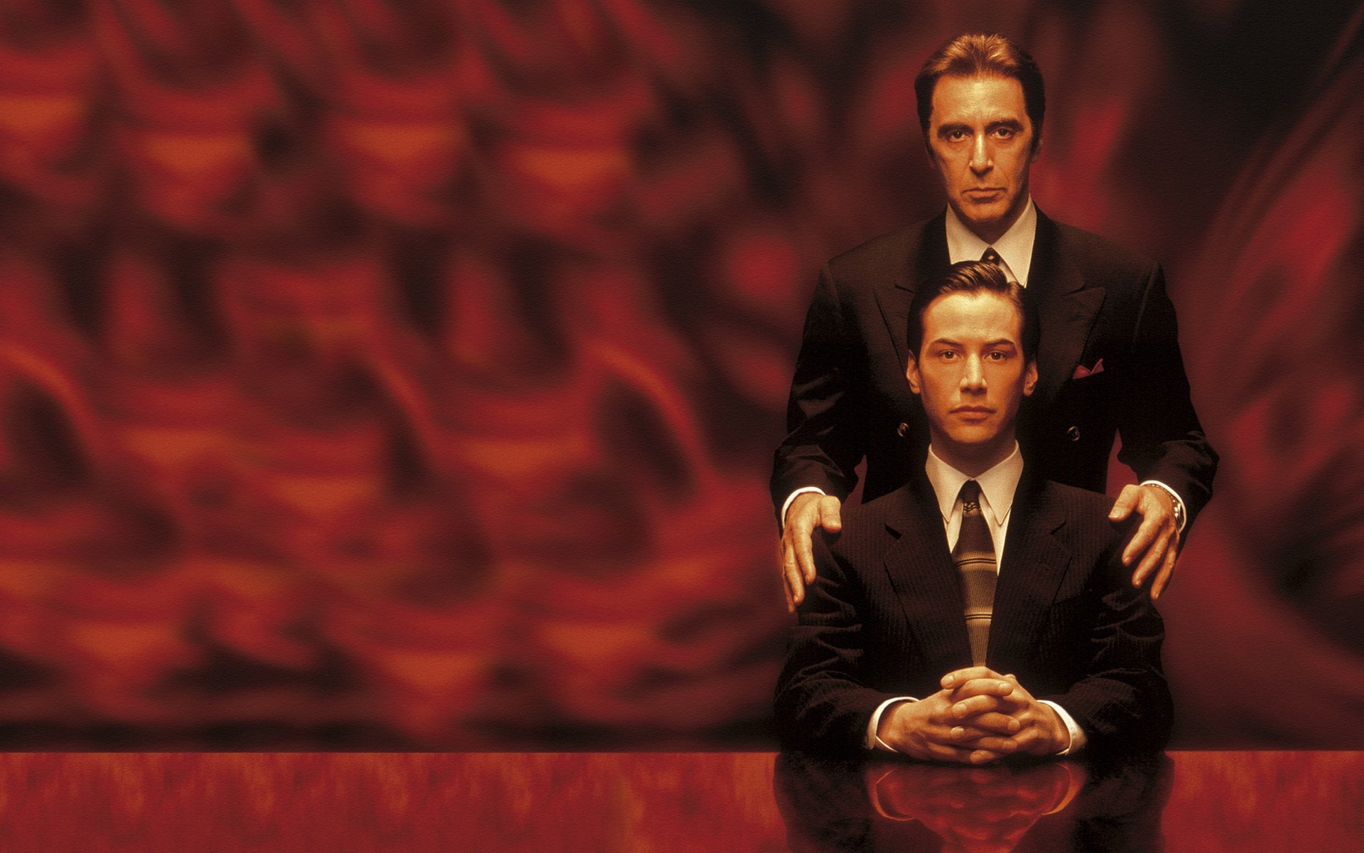 Men Actor Movies Film Stills Suits Tie Al Pacino Keanu Reeves Fire Devil Satan Burning Movie Poster  1920x1200