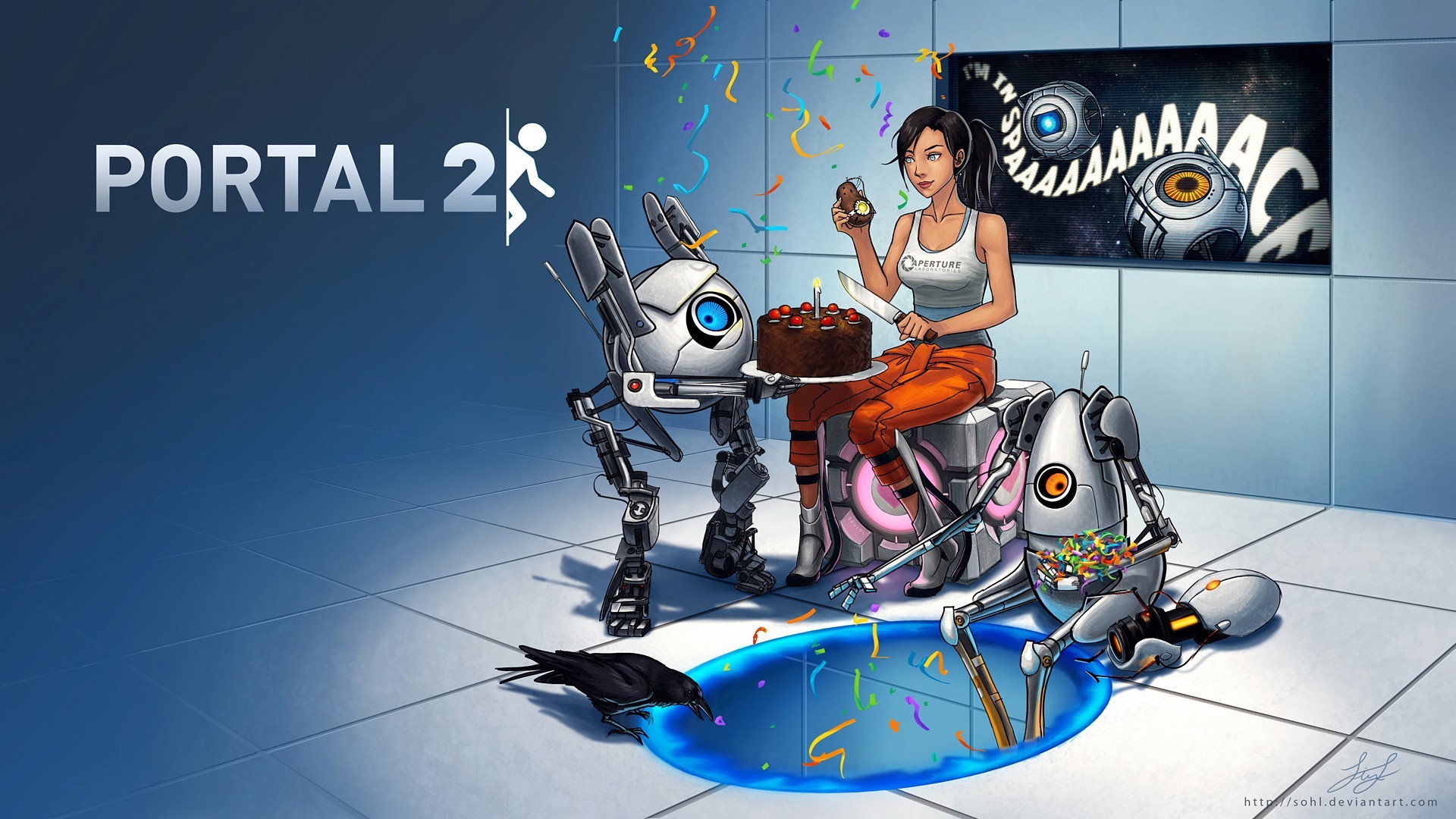 Portal 2 Chell Aperture Laboratories Steam Software P Body Video Games 1920x1080