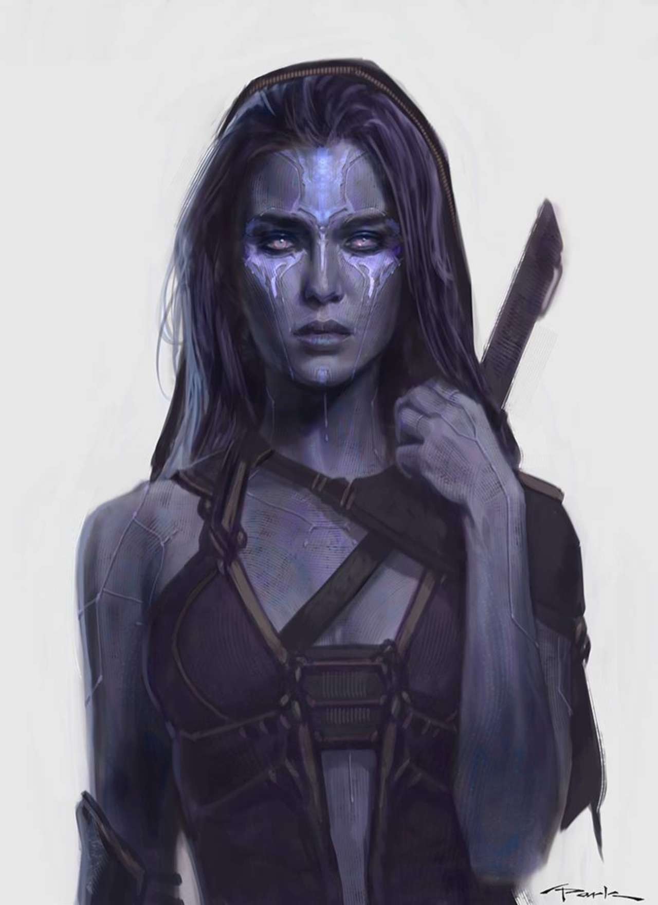 Gamora Guardians Of The Galaxy Concept Art Purple Skin 1280x1760