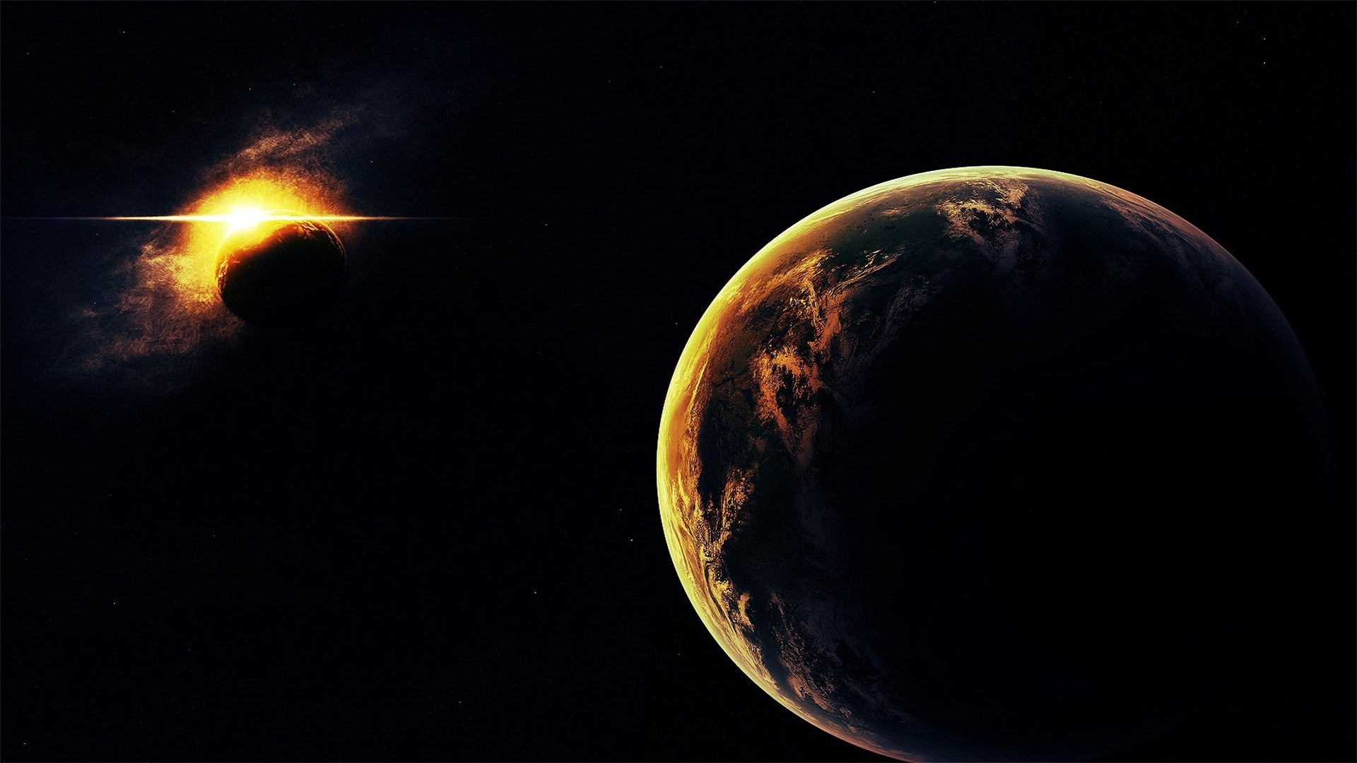 Solar Eclipse Planet Space Space Art Digital Art 1920x1080