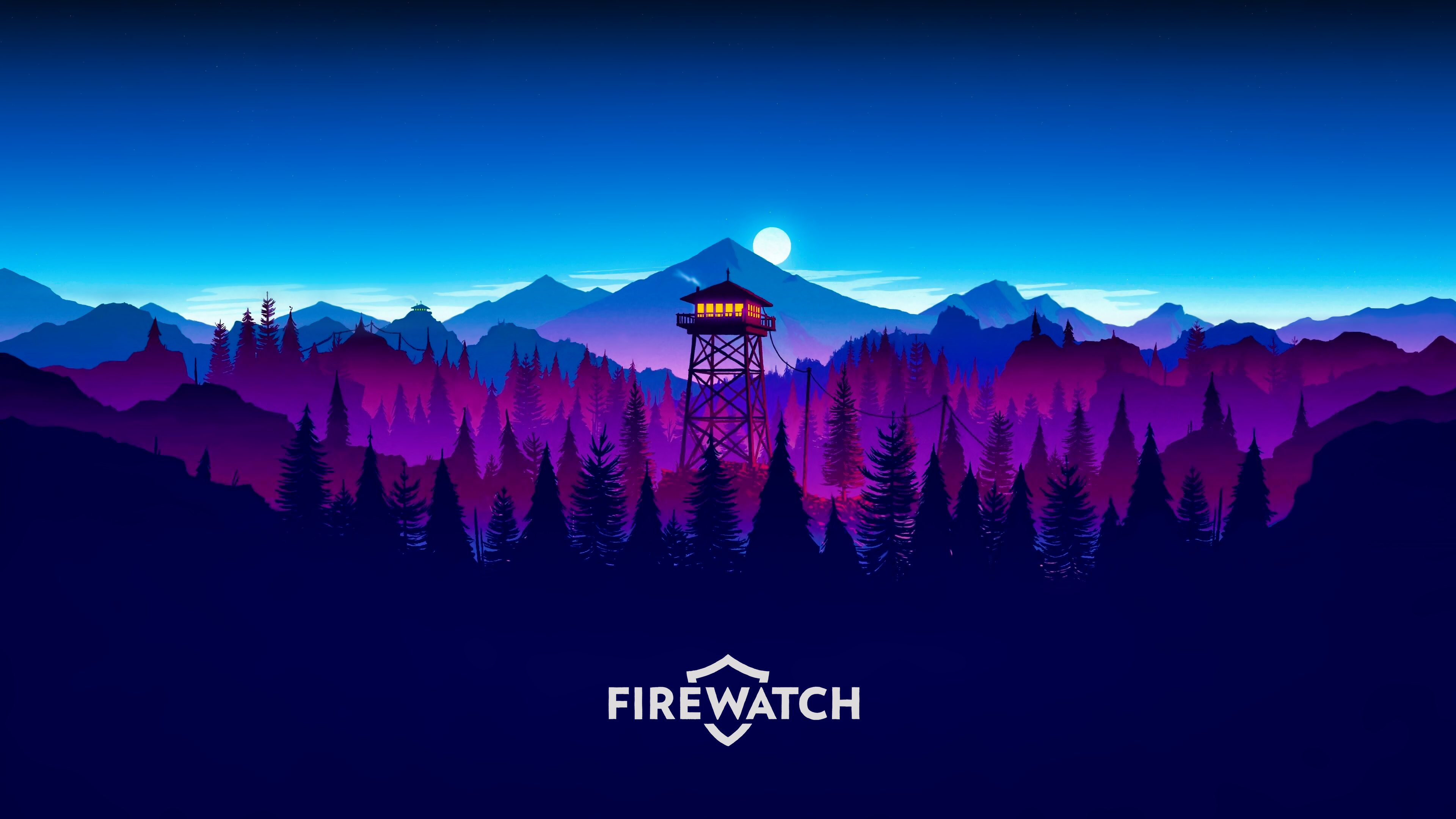 Firewatch Video Games Forest Nature Landscape Mountains Sunset Pine Trees Artwork Digital Art Illust 3840x2160