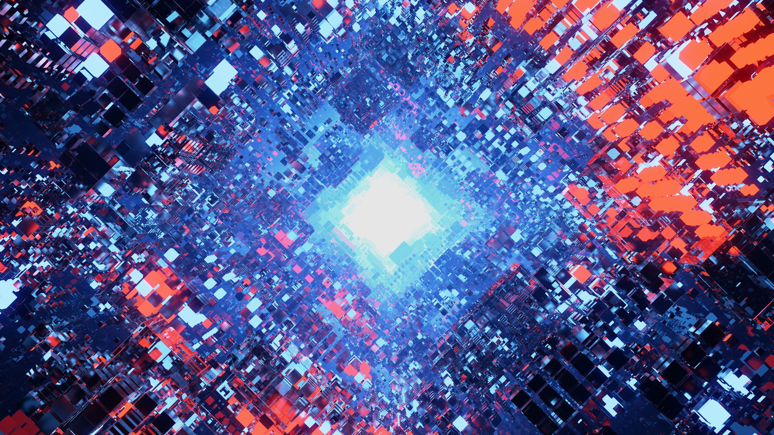 Artwork Digital Art Cube Particle Cyan Abstract 2560x1440