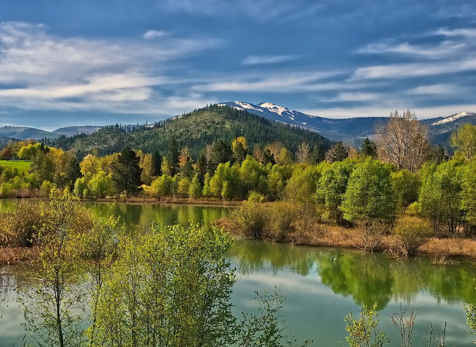 Nature Landscape Photography Spring River Mountains Trees Forest Idaho 1600x1165
