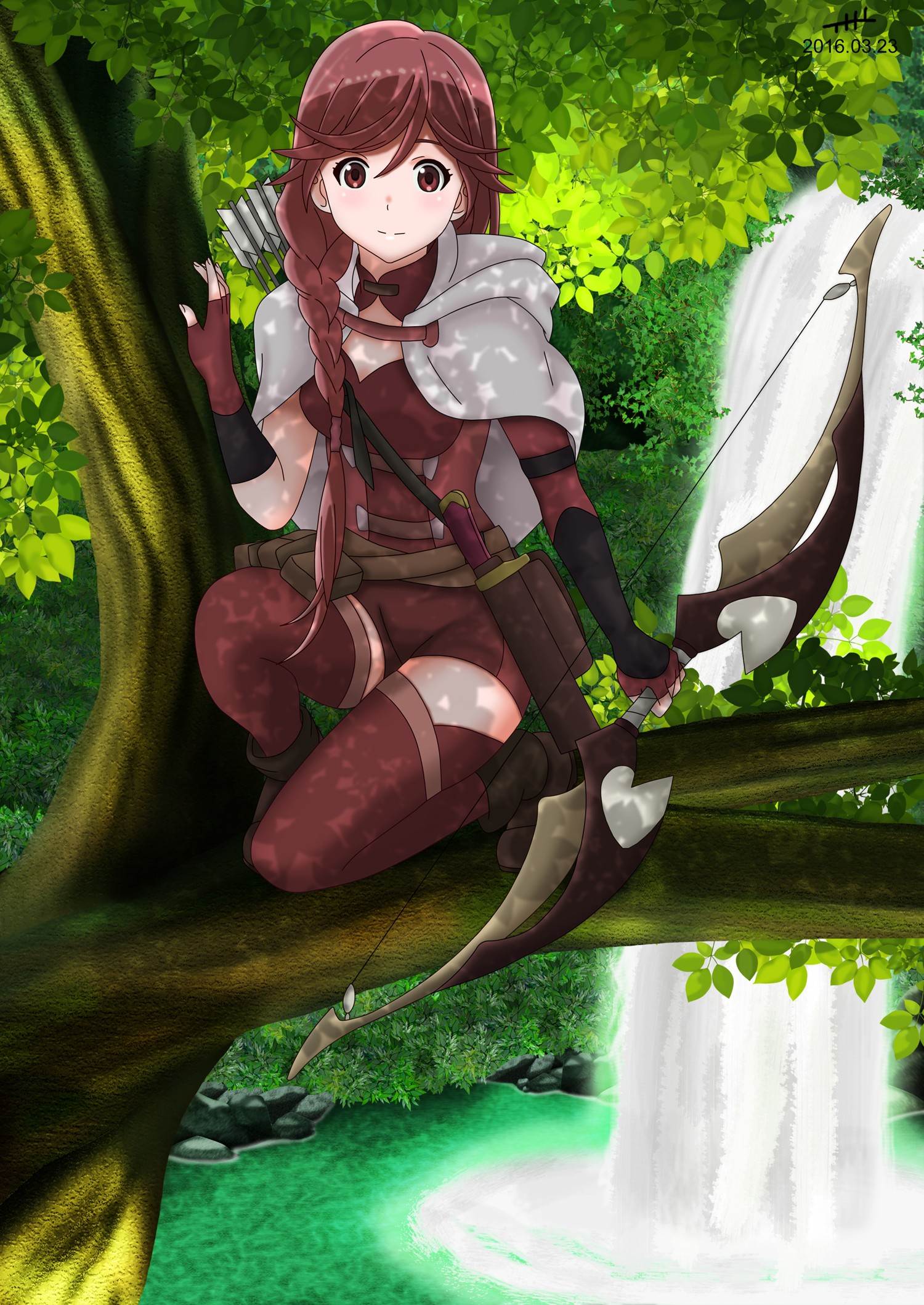 Anime Anime Girls Long Hair Hai To Gensou No Grimgar Yume Character Weapon Bow Bow And Arrow Thigh H 1500x2117