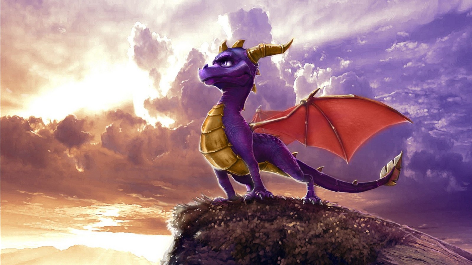 Spyro Video Games Video Game Art Purple Artwork Dragon 1600x900