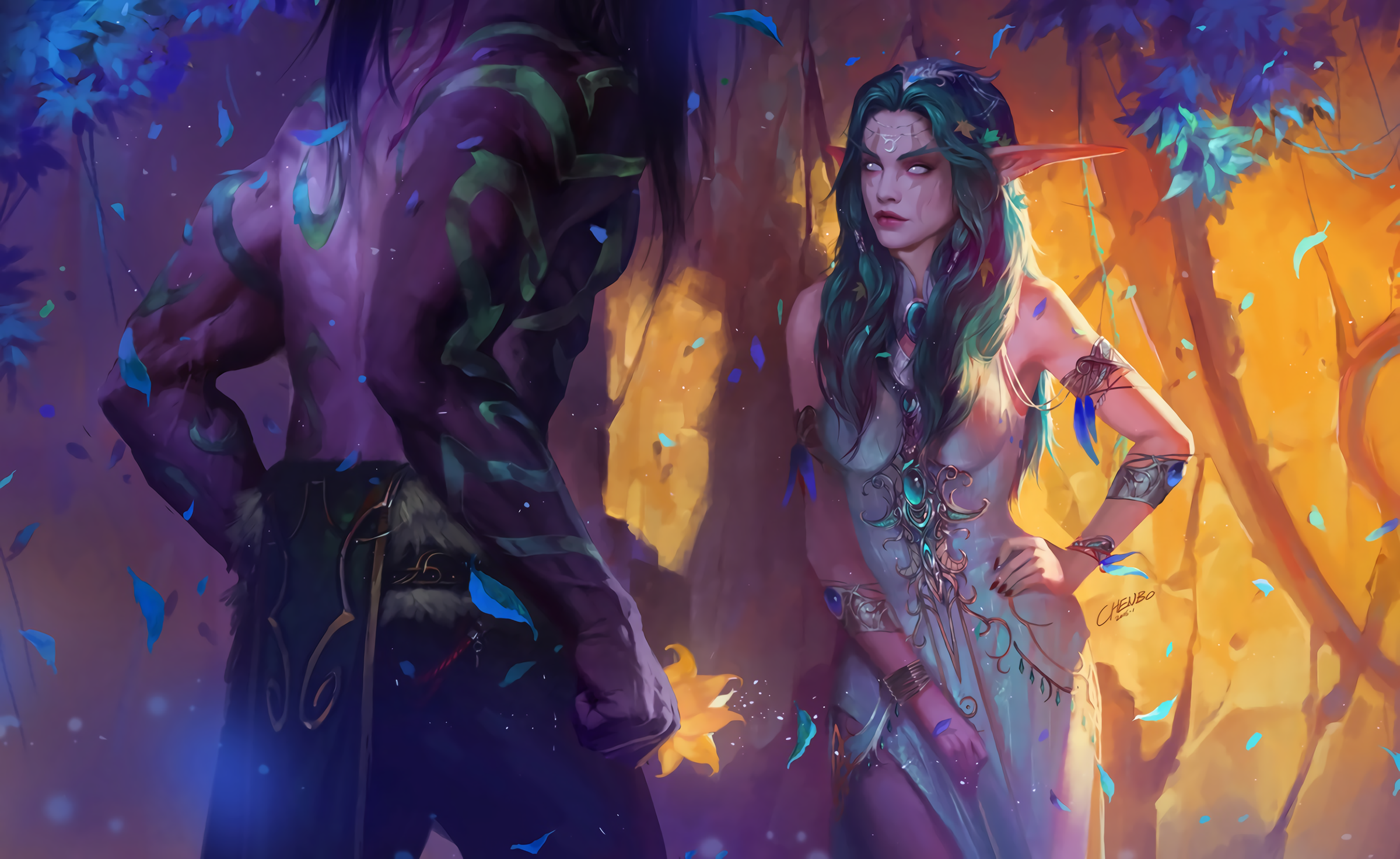 Digital Art Artwork Women Men Warcraft World Of Warcraft Video Games Illidan Illidan Stomrage Warcra 2400x1472