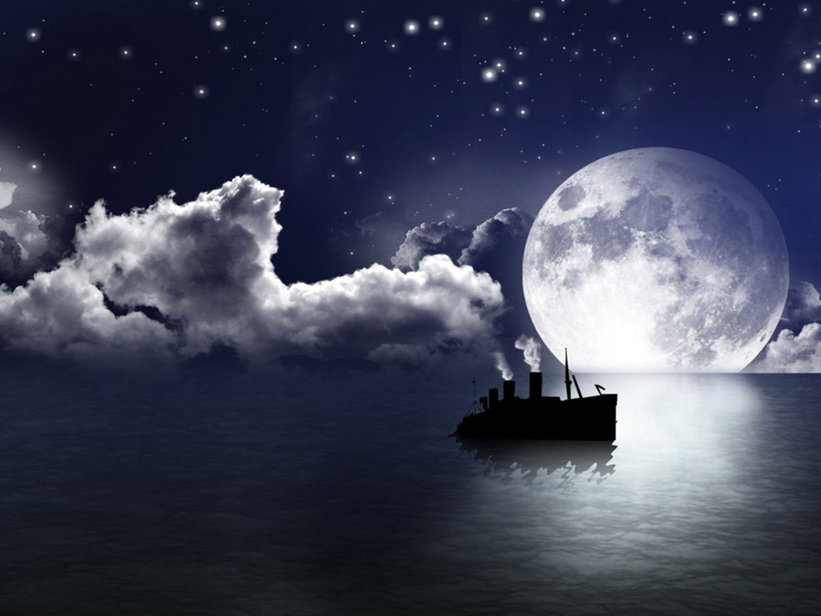Moon Steamboat Star Sky 1600x1200