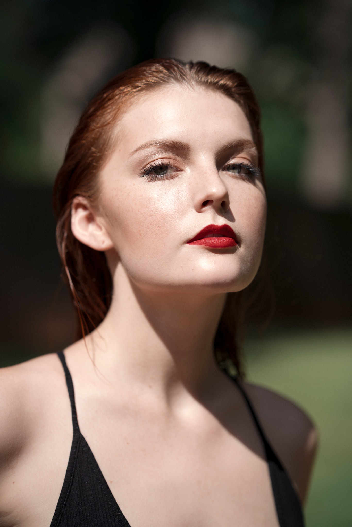 Elyse Dufour Women Actress Redhead Blue Eyes Face Red Lipstick Wallpaper Resolution1366x2048 