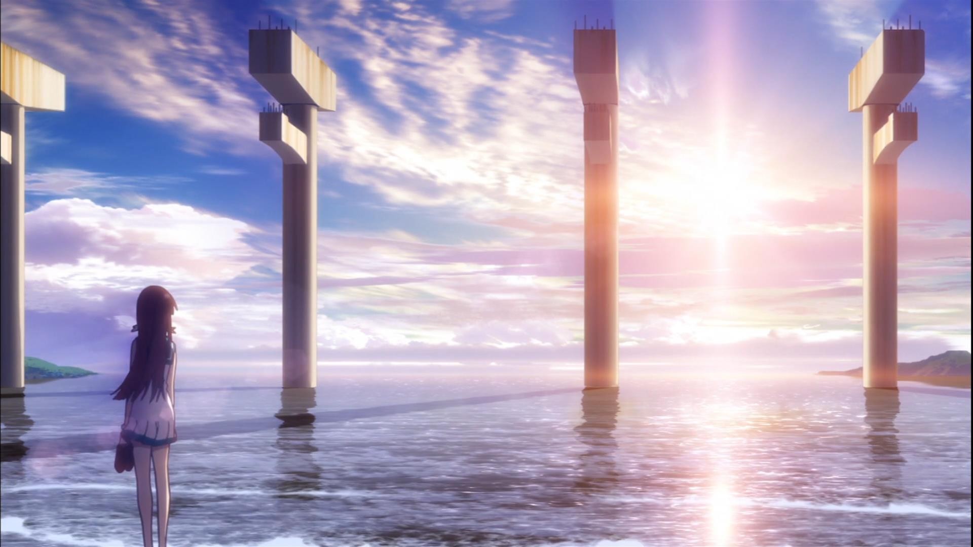 Nagi No Asukara Manaka Mukaido Sun Sea Bridge Sand Anime Girls 1920x1080