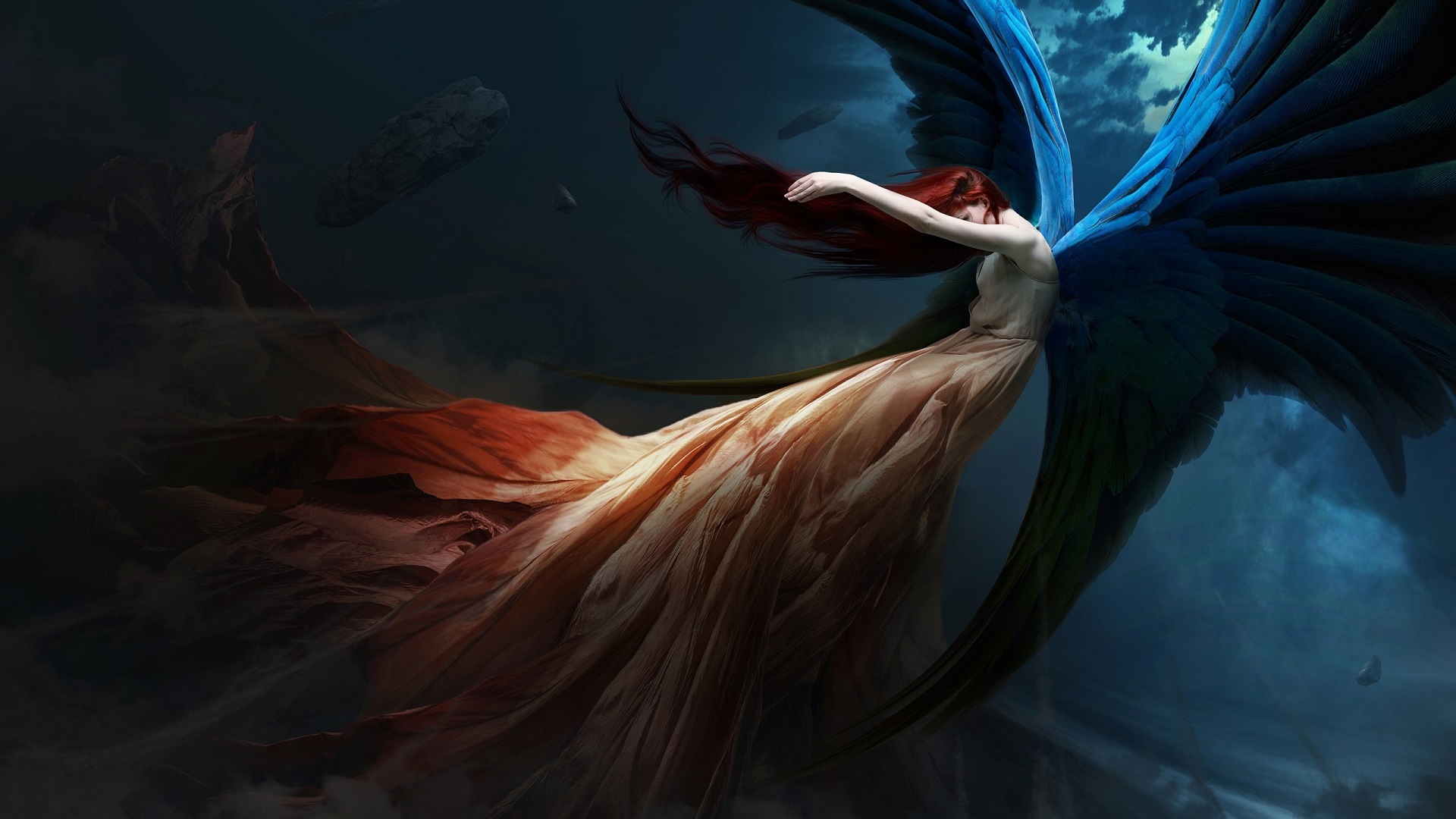 Artwork Fantasy Art Fantasy Girl Angel Wings Women Redhead Wallpaper ...