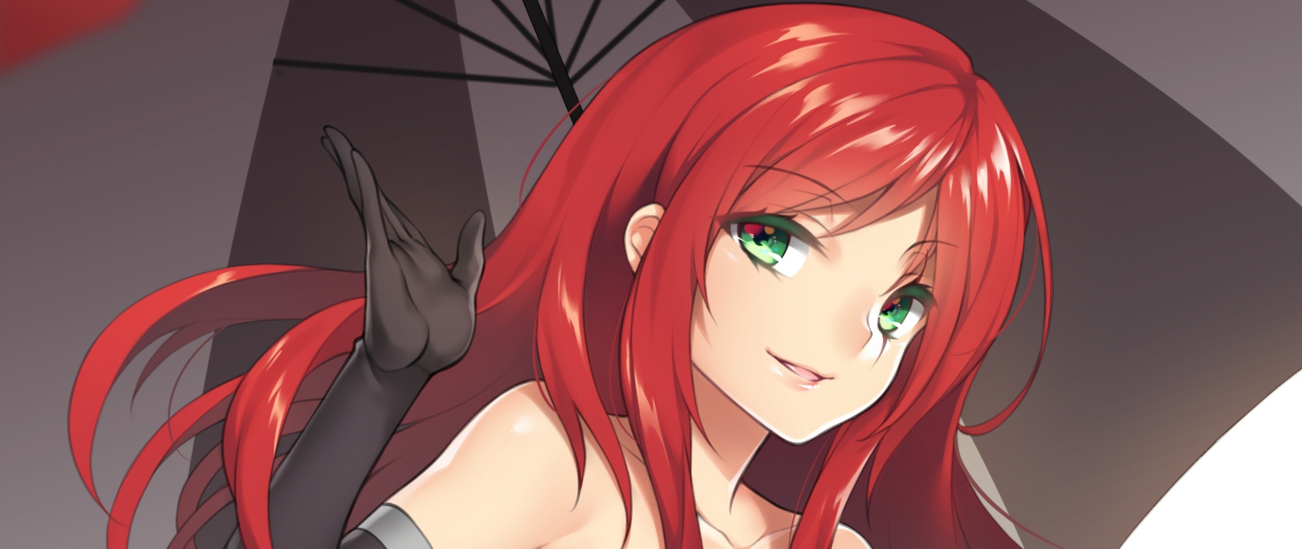 Katarina League Of Legends PC Gaming Redhead Green Eyes Anime Girls Anime 2560x1080