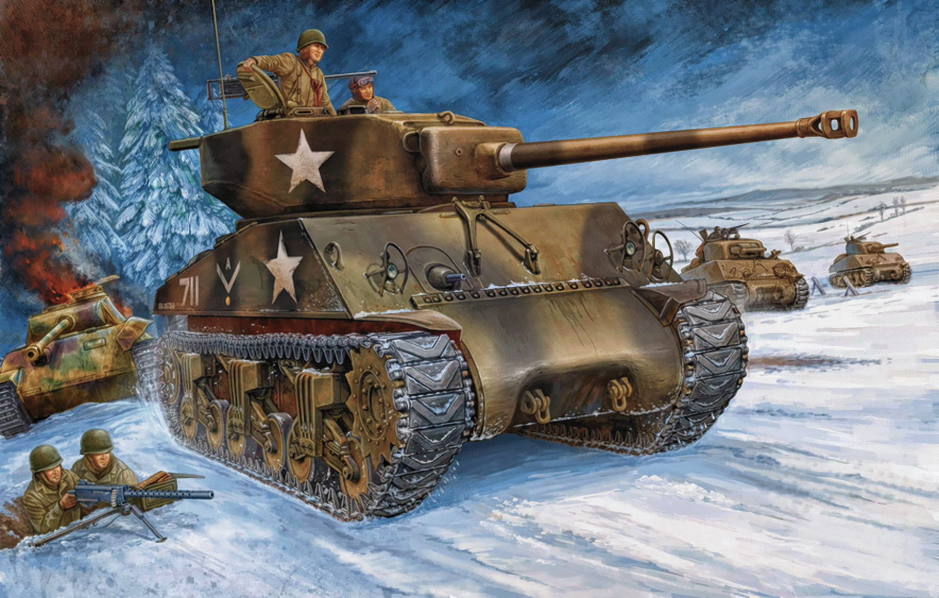 M4 Sherman Tank Artistic Soldier 1920x1224