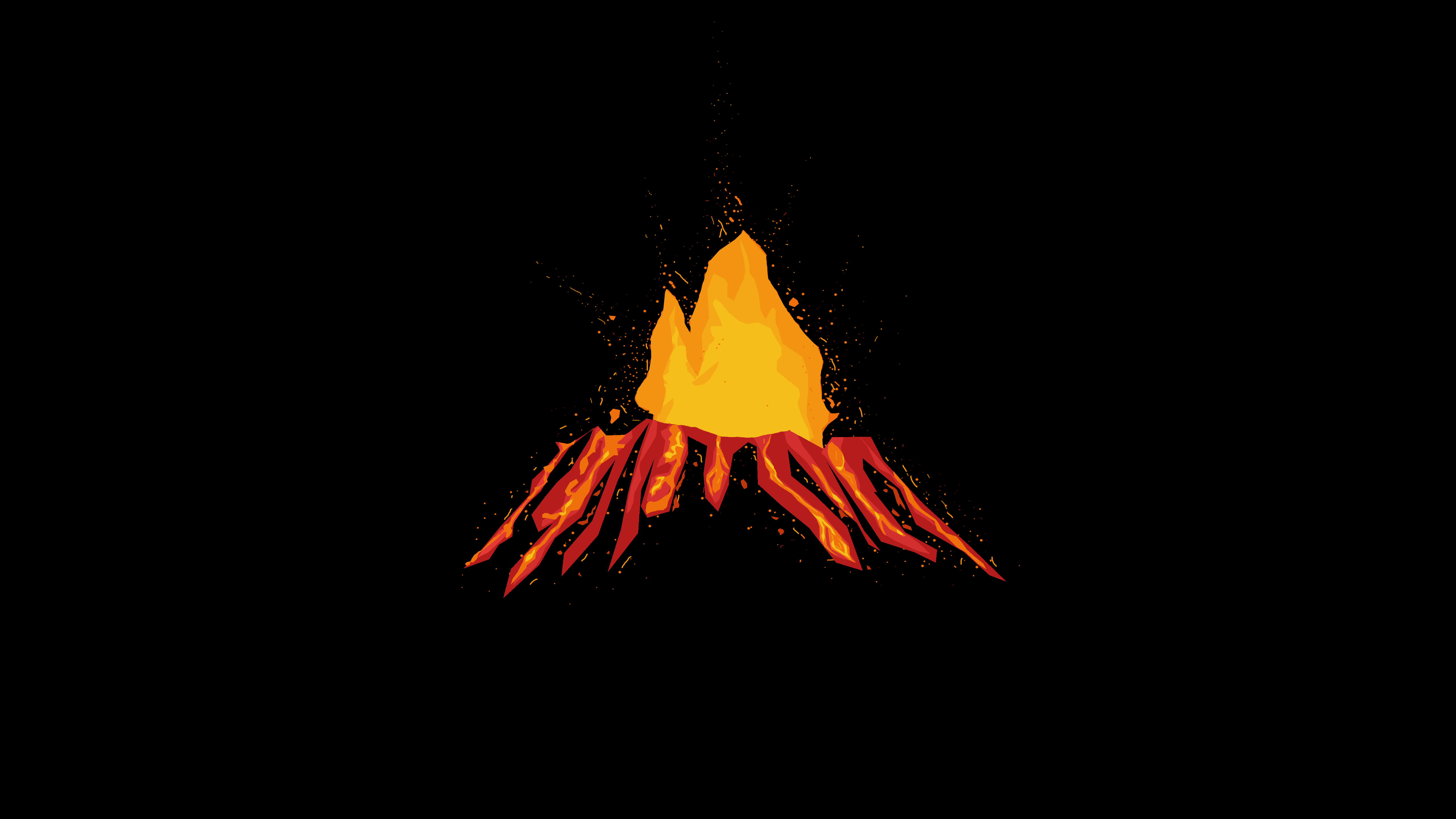 Minimalism Artwork Red Yellow Volcano Volcanic Eruption 5120x2880