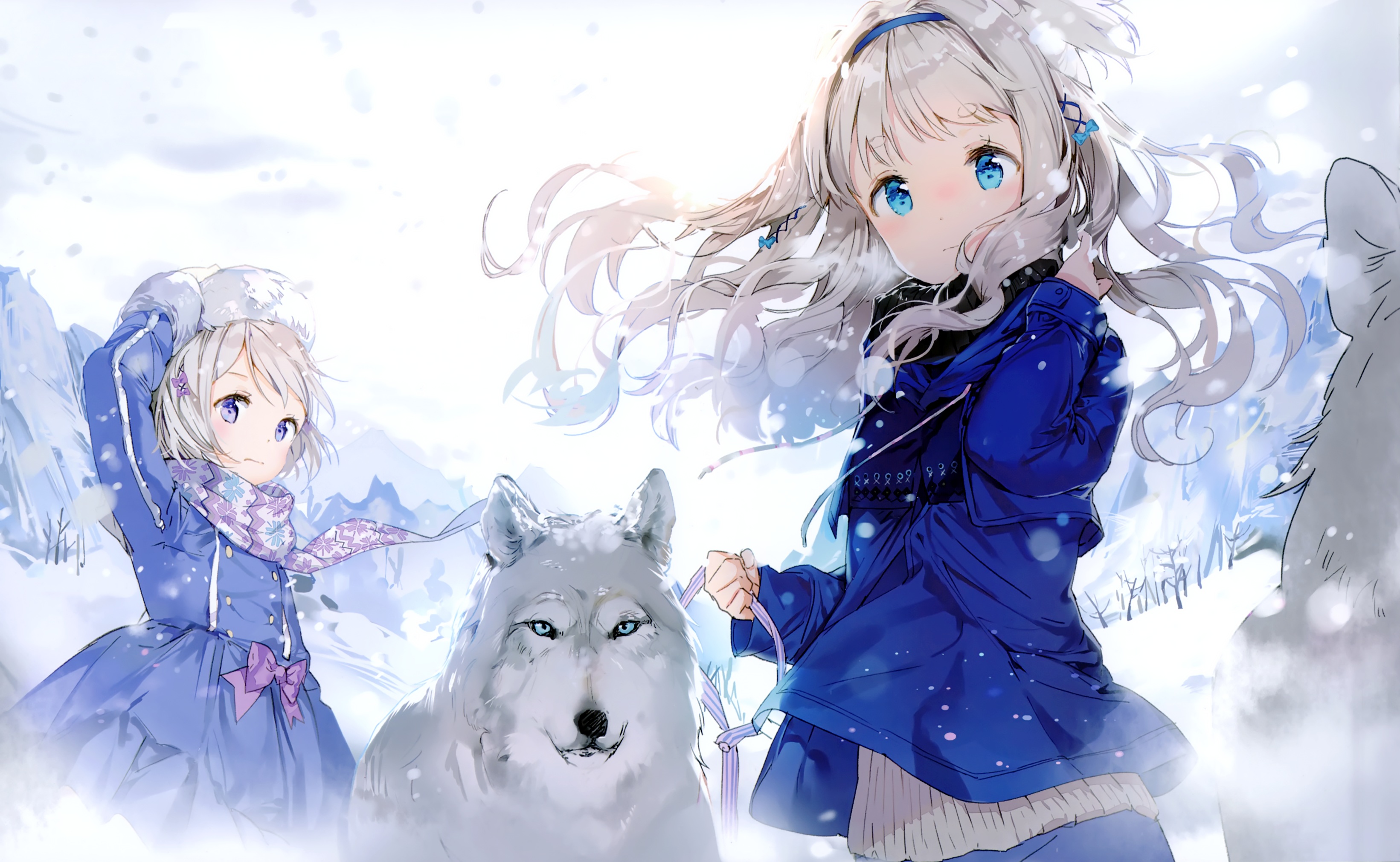 Anmi Snow Wolf Scarf Long Hair Winter Anime Anime Girls 3282x2021