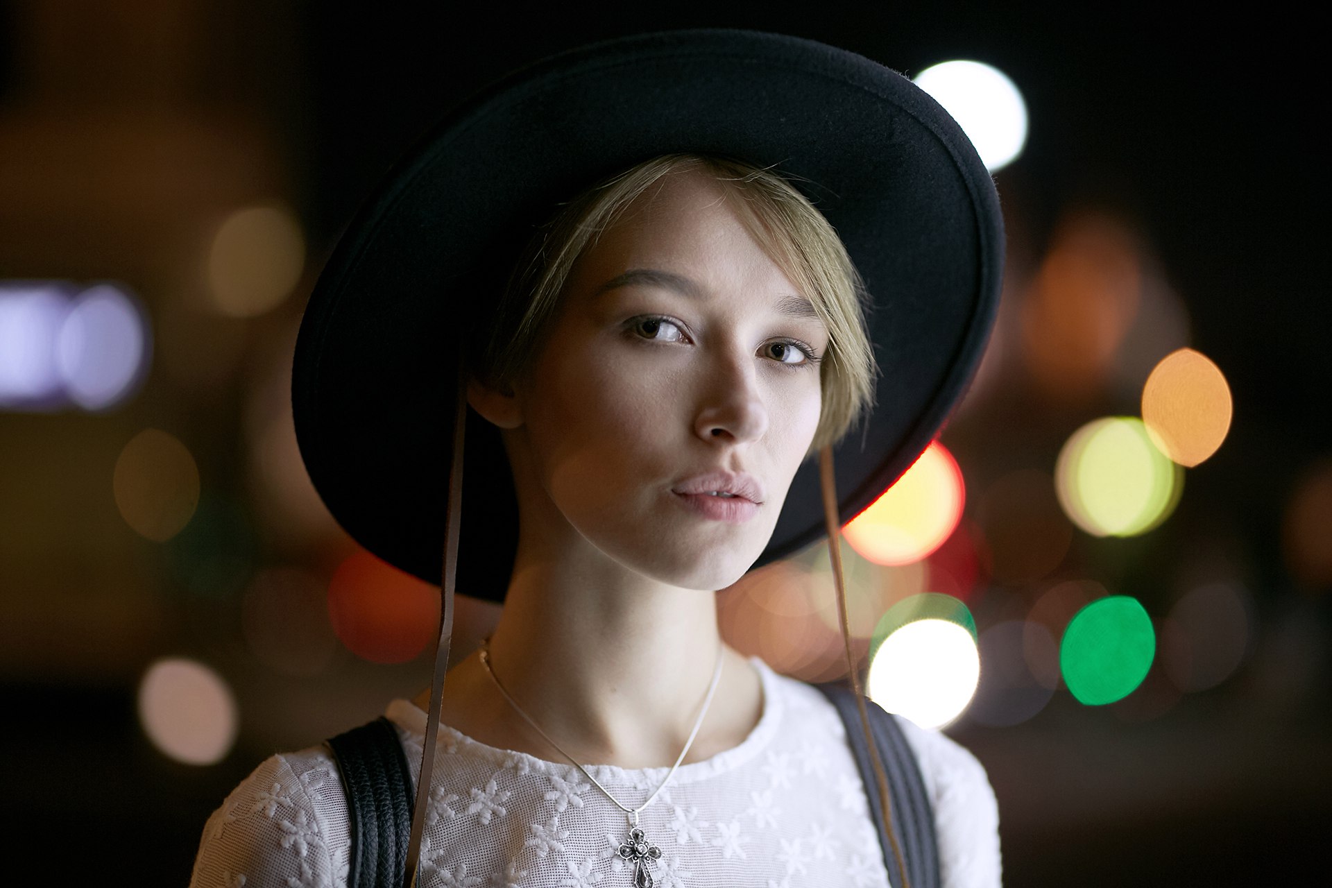 Women Russian Women Russian Model Model Women Outdoors Face Blonde Cross Hat Black Hat