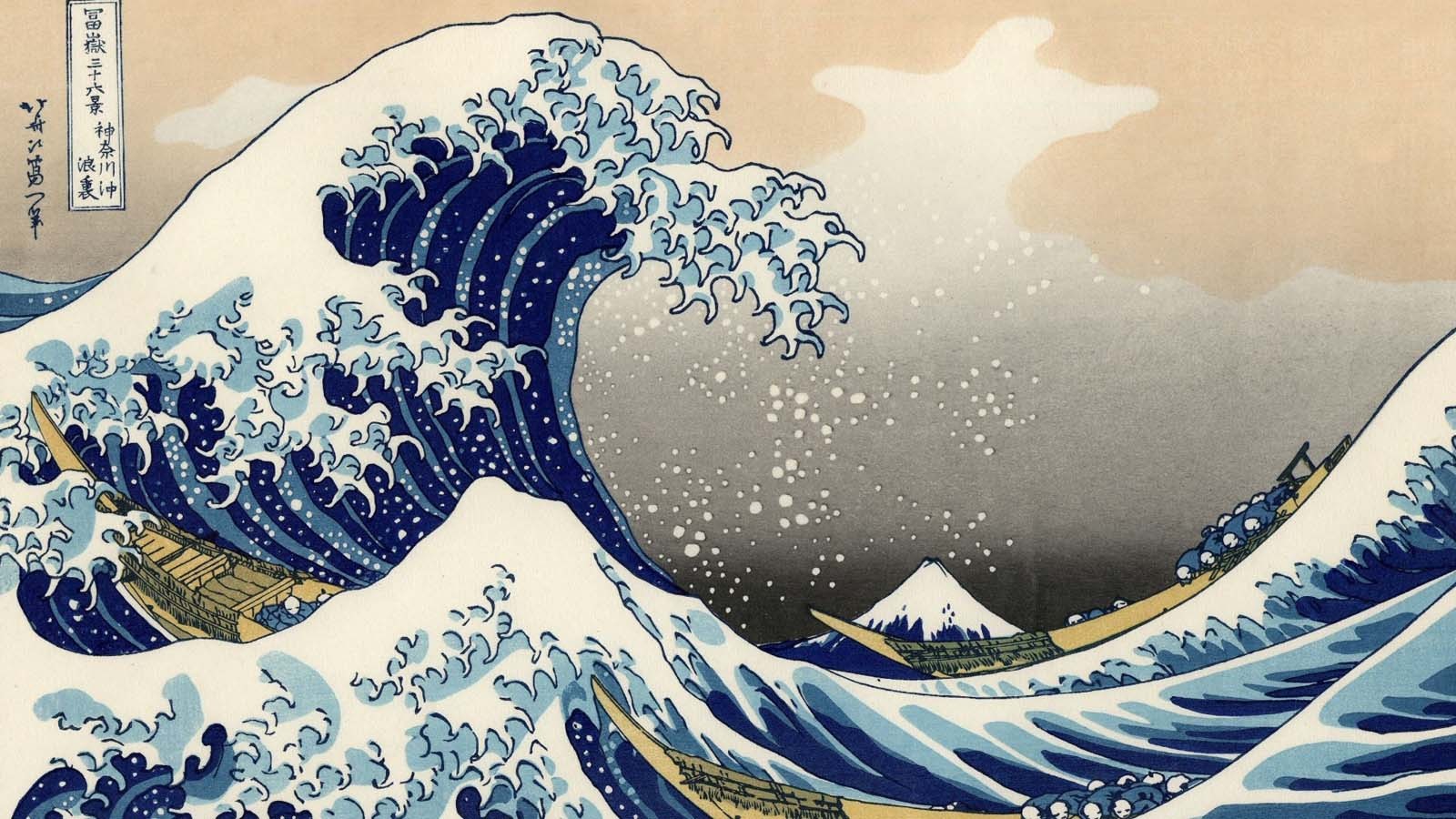 The Great Wave Off Kanagawa Artwork Sea Waves Japanese 1600x900