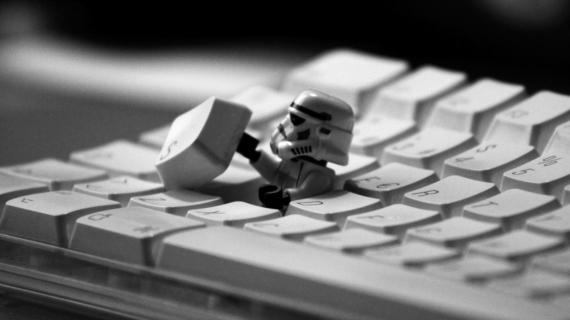 LEGO Star Wars Stormtrooper Humor White Keyboards LEGO Star Wars LEGO Stormtrooper Toys Monochrome L 1920x1080