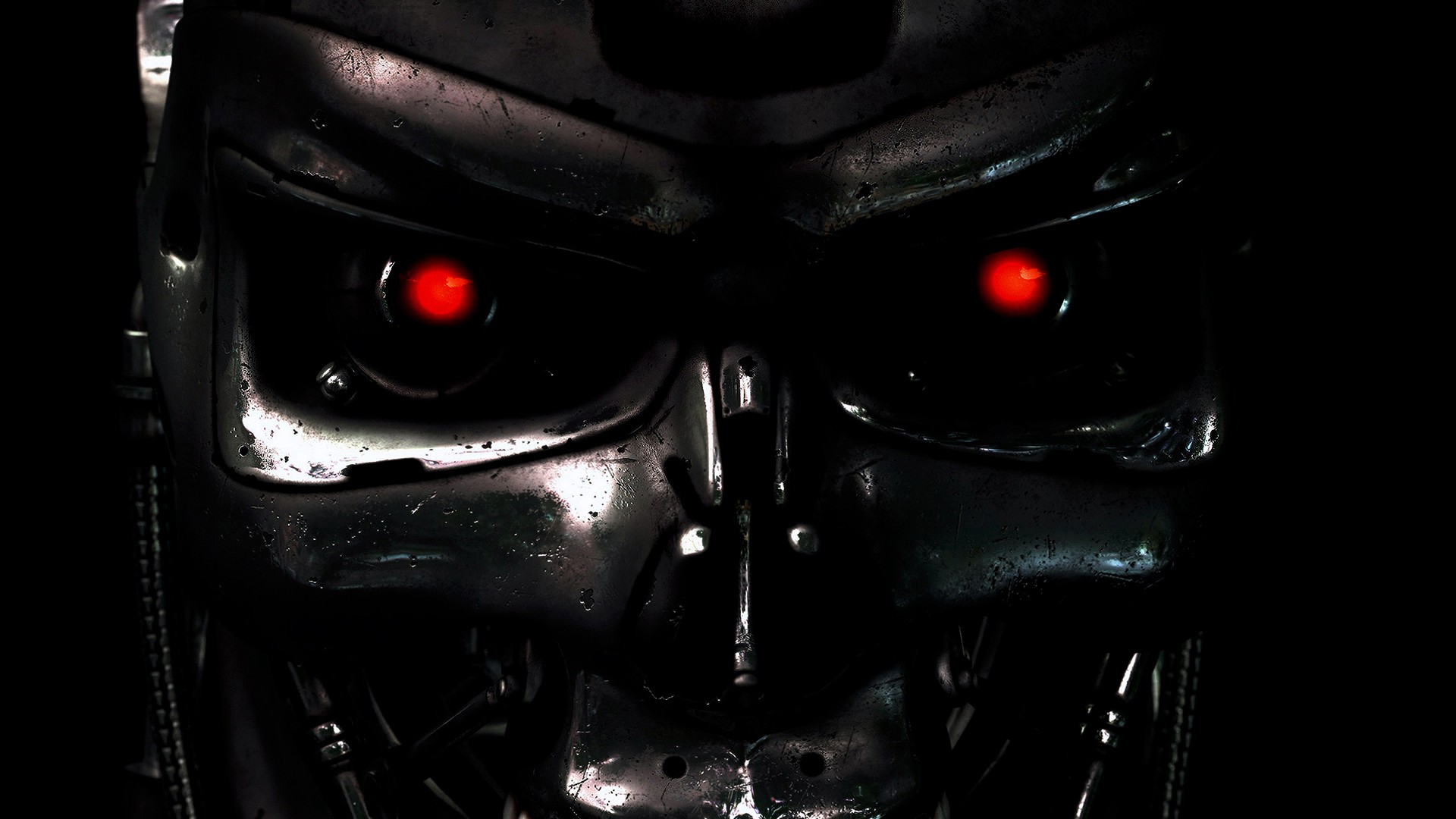 Terminator Movies Endoskeleton Machine Cyborg Science Fiction Red Eyes 1920x1080