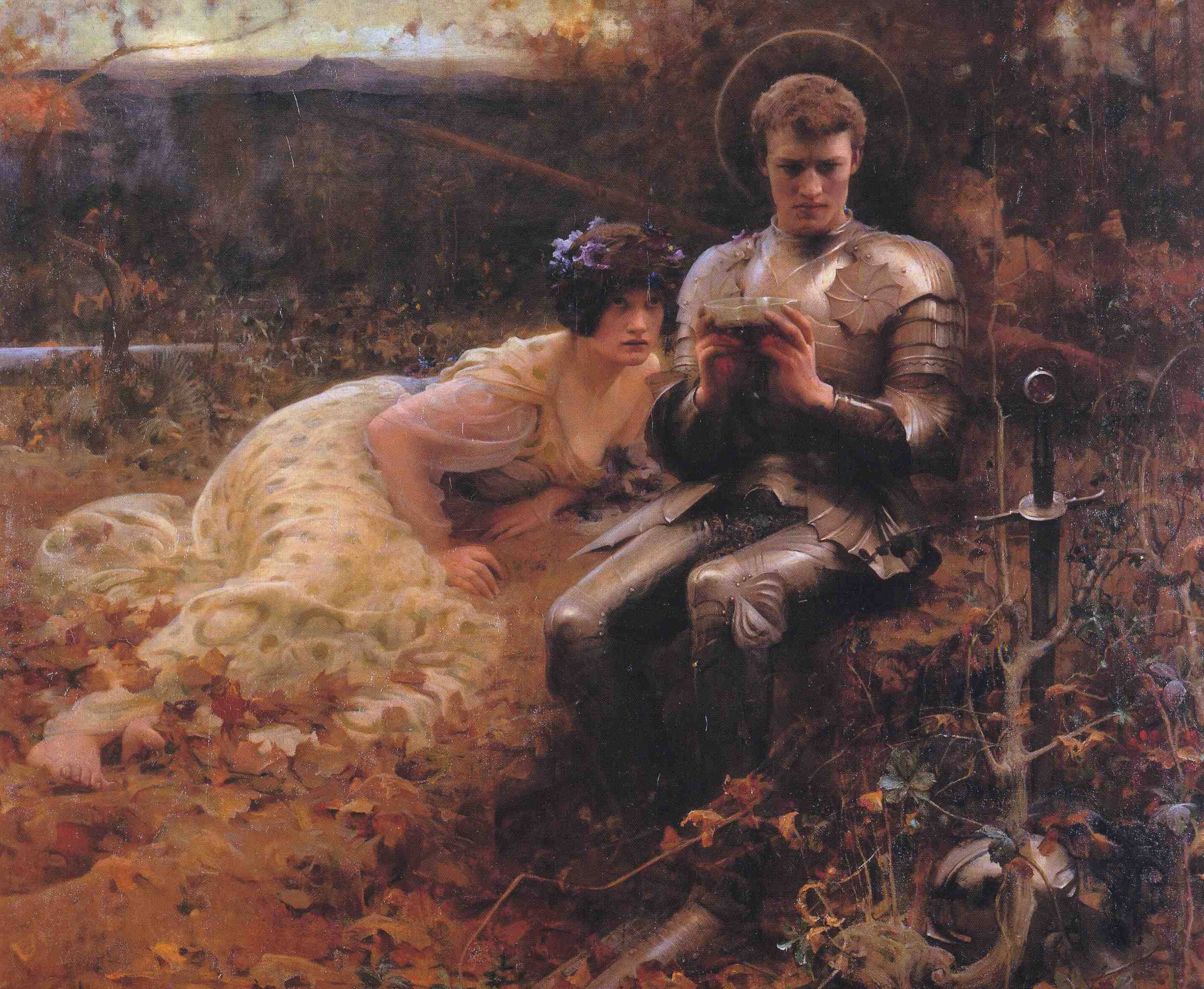 Classical Art Europe Arthur Hacker 1894 The Temptation Of Percival Painting 1894 Year 2513x2064