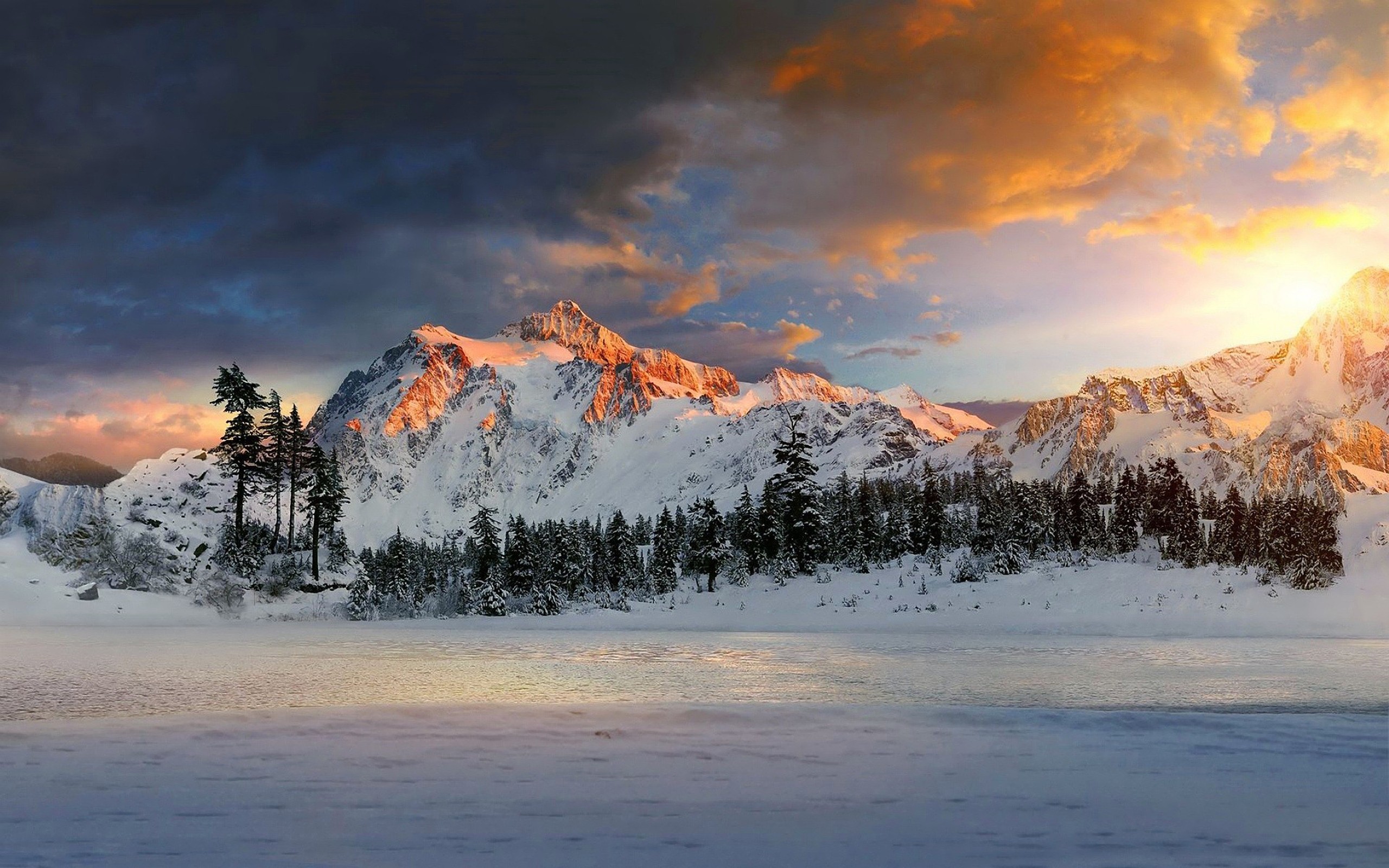 Nature Mountains Sunlight Canada North Cascades National Park Mount Shuksan 2560x1600