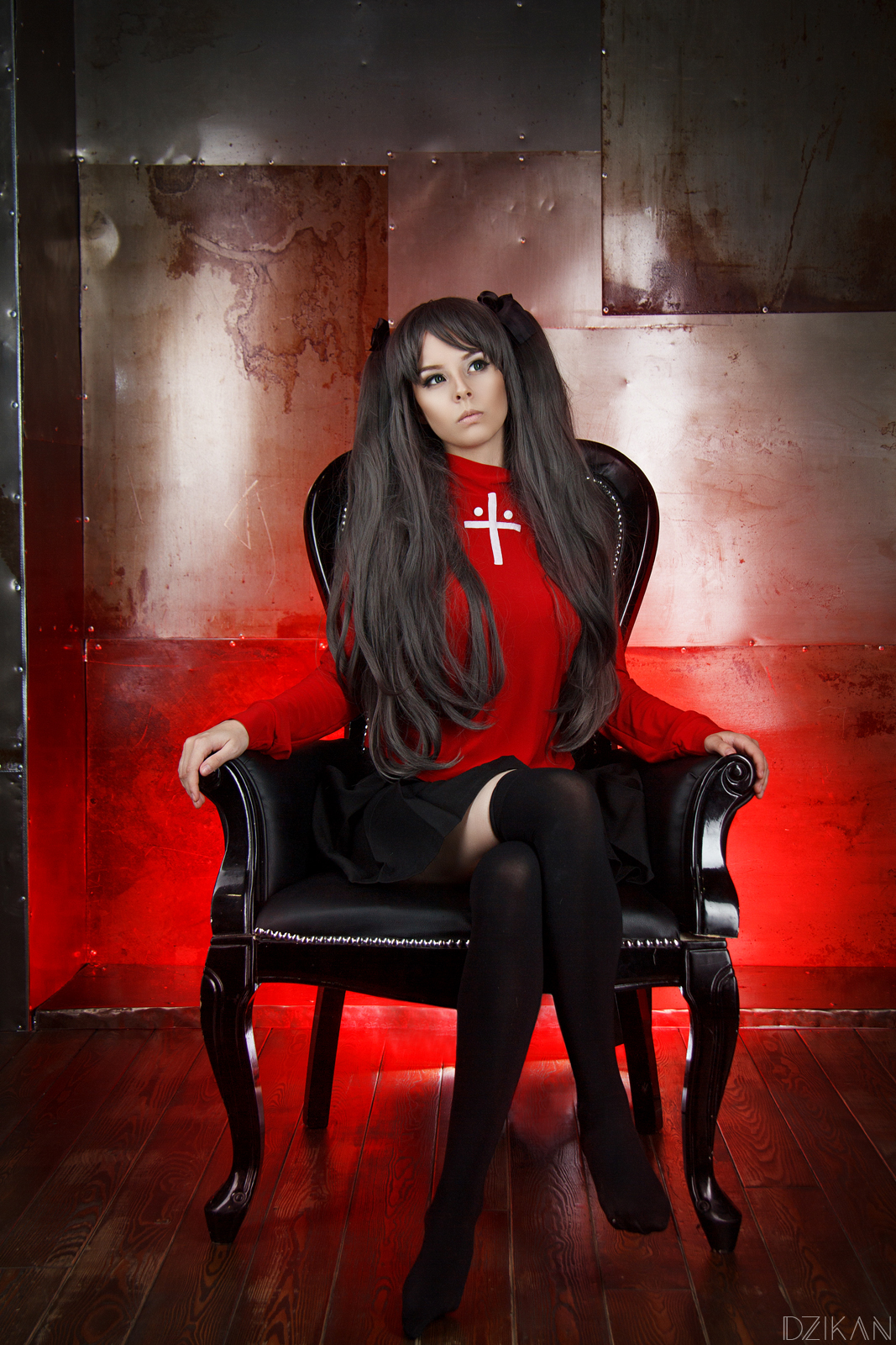 Tohsaka Rin Disharmonica Helly Von Valentine Women Legs Crossed Chair Long Hair Women Indoors Dark H 1067x1600