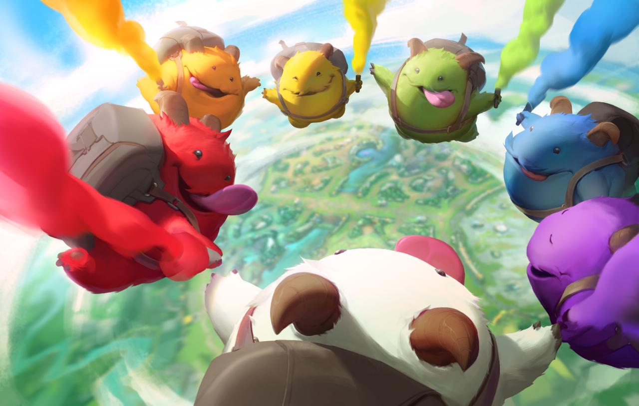 Poro Riot Games League Of Legends Video Game Characters Parachutes TeamFightTactics 1280x813