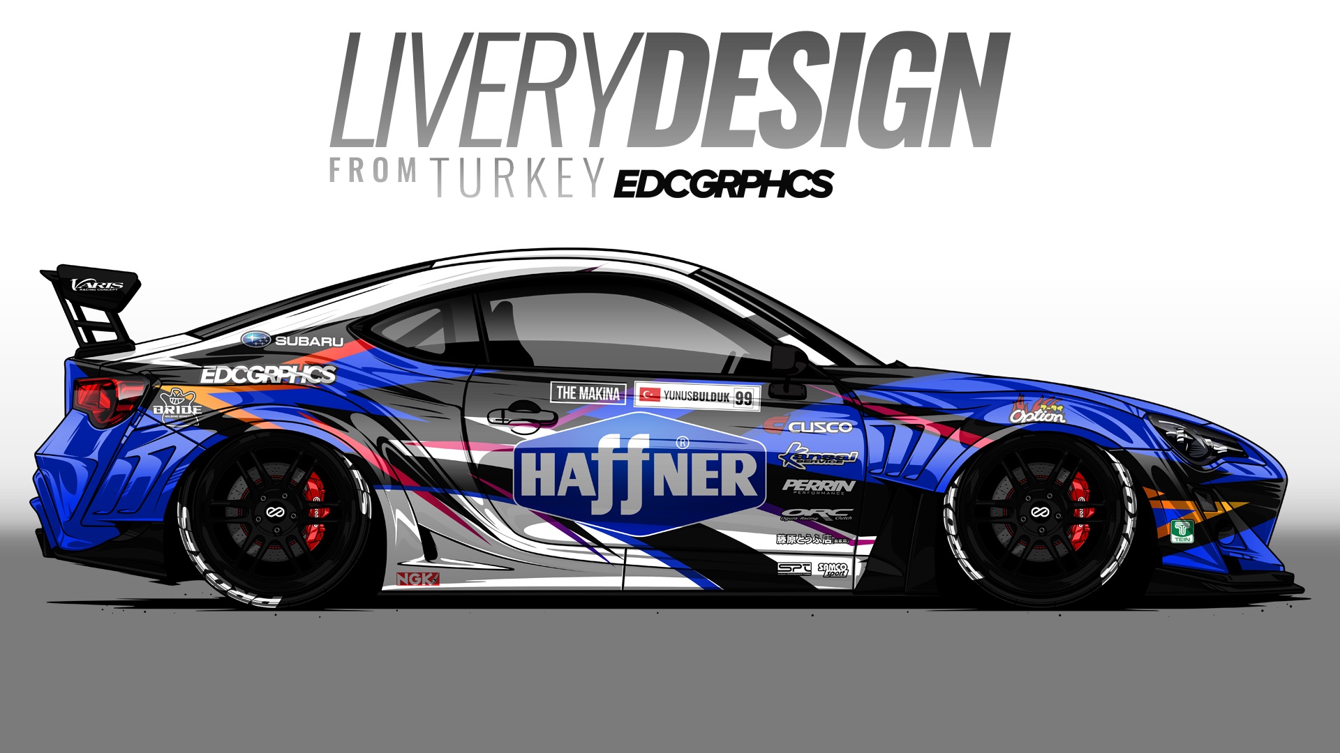 EDC Graphics Japanese Cars JDM Render Toyota GT86 Toyota Toyobaru Side View Race Cars 1920x1080