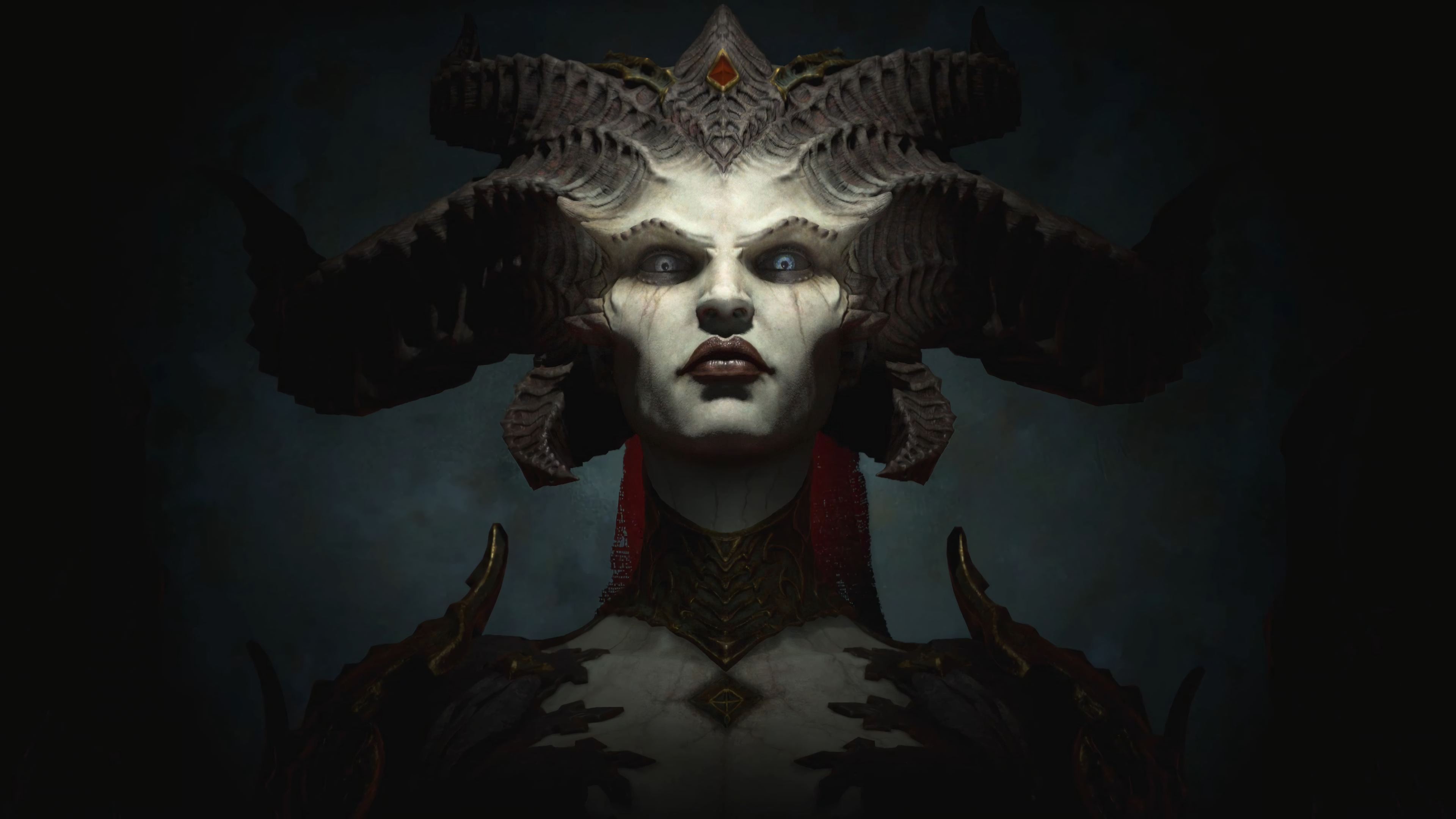 Digital Art Artwork Video Games Diablo Diablo Iv Diablo 4 Lilith Diablo Horns Looking At Viewer Blue 3840x2160