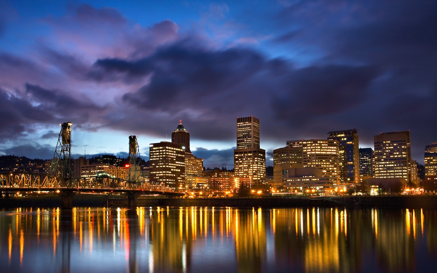 City Landscape Portland Cityscape City Lights 1680x1050