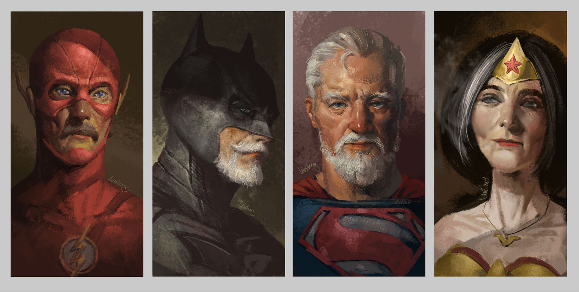 Artwork Superhero Batman Superman Wonder Woman The Flash Flash Old Old  People Sad Wallpaper - Resolution:1900x958 - ID:317283 