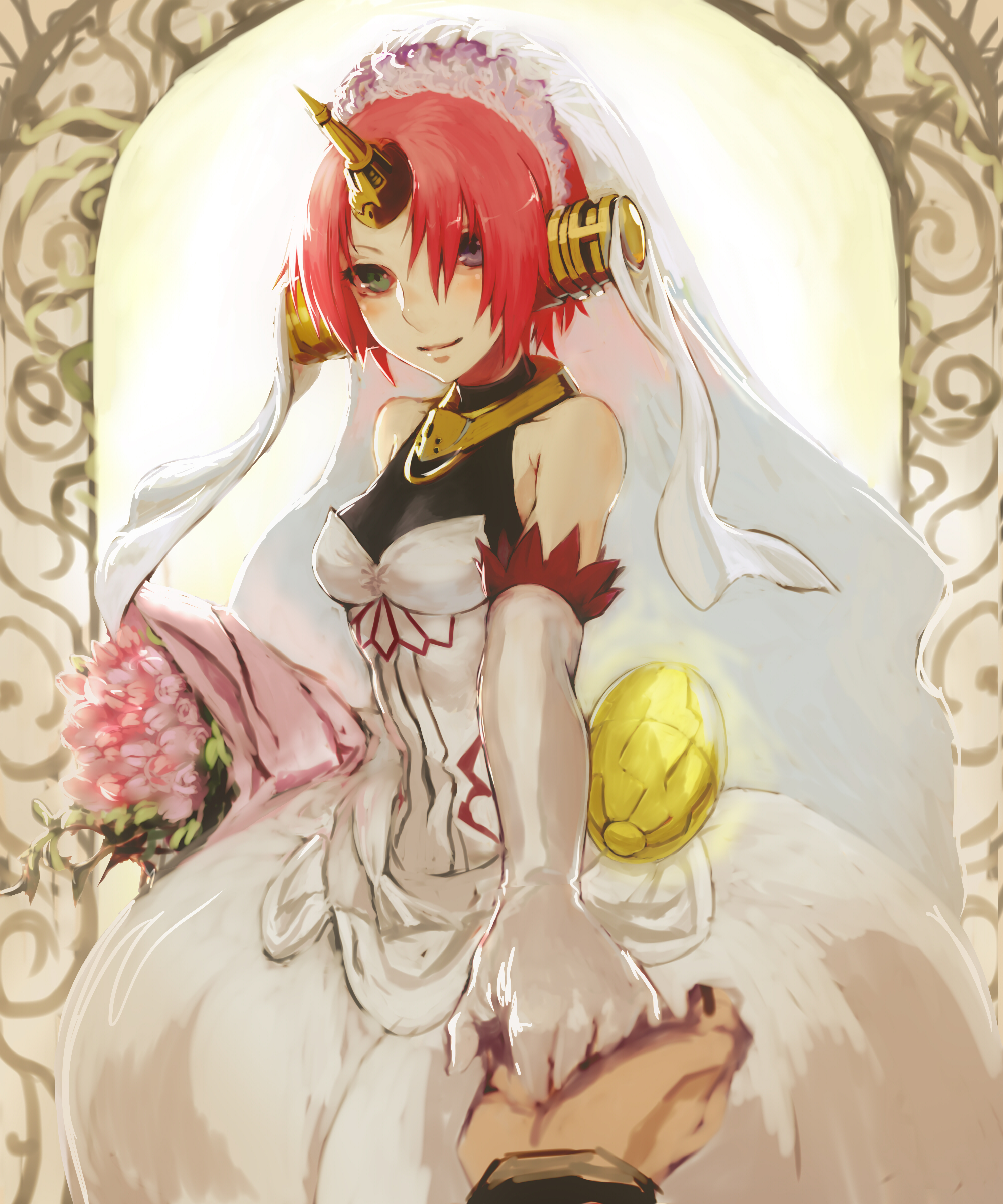 Fate Series Fate Apocrypha Redhead White Dress Flowers Anime Girls Wedding Dress Berserker Of Black  3000x3600