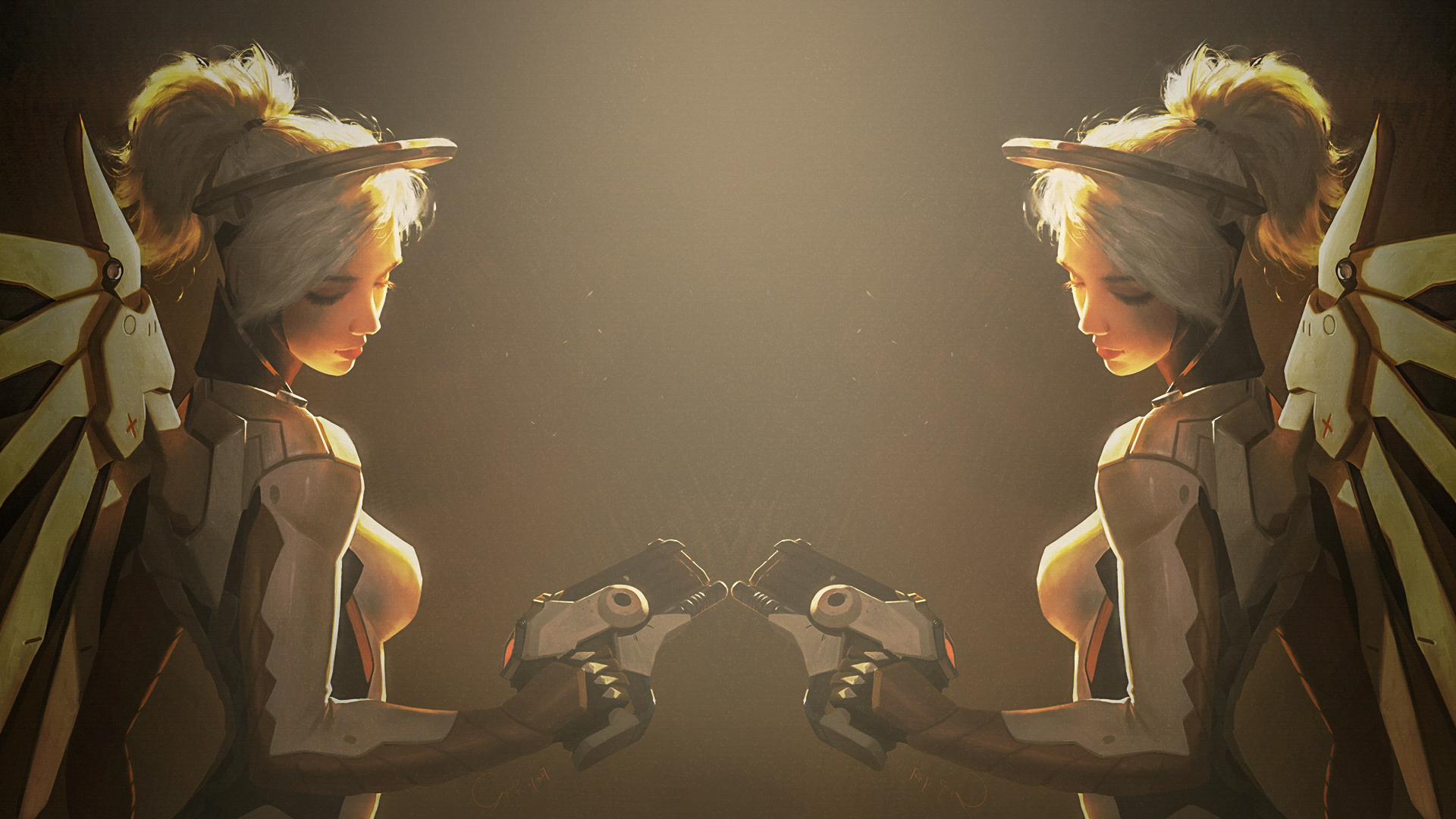 Video Games Mercy Mercy Overwatch Overwatch Blonde Artwork Digital Art 1920x1080