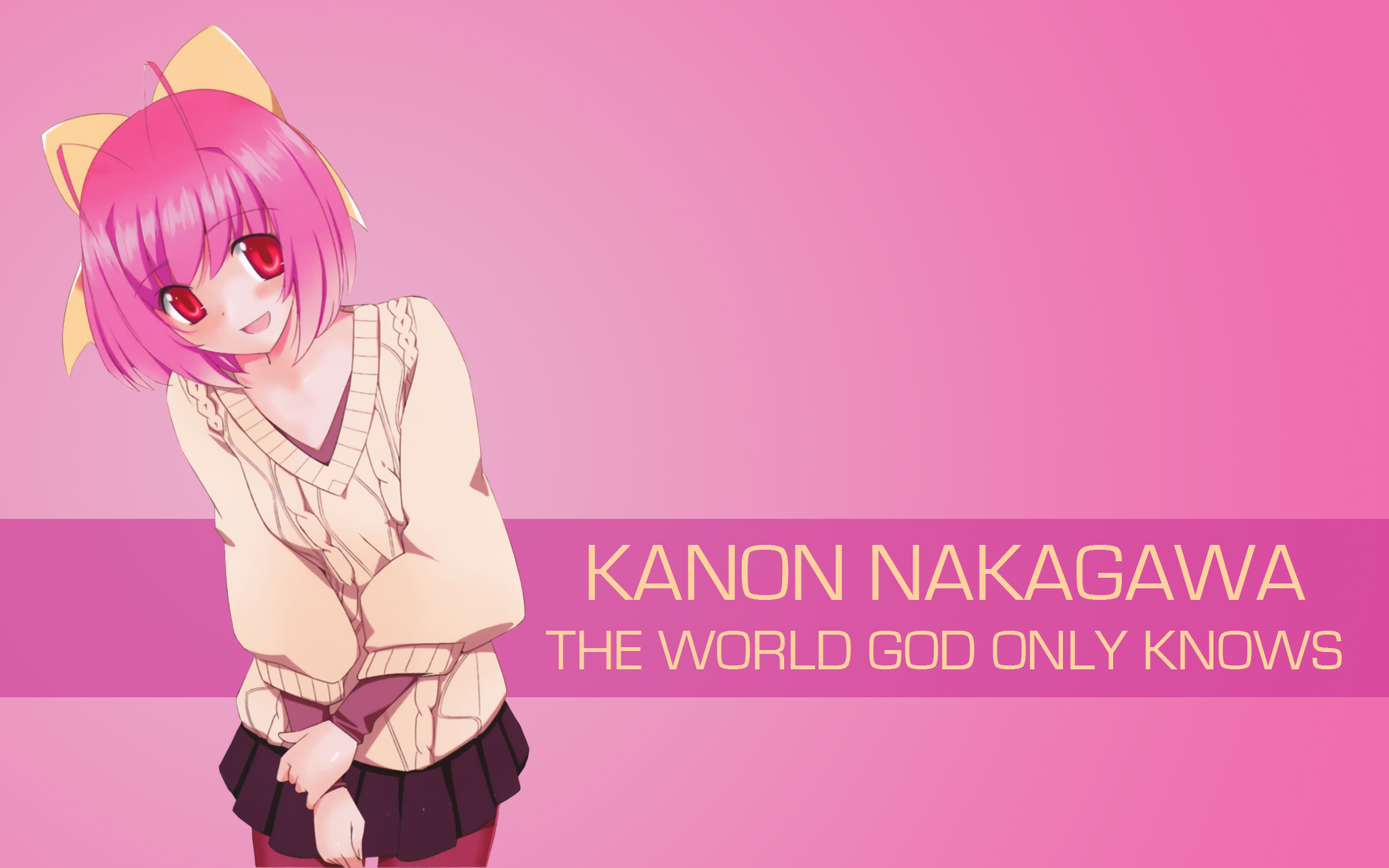 The World God Only Knows Anime Girls Nakagawa Kanon Anime Red Eyes Simple Background Pink Hair 2880x1800