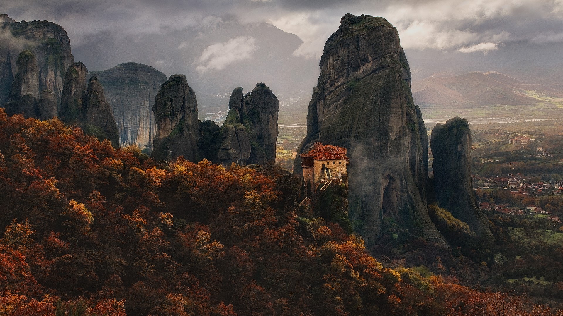 Nature Landscape Trees Forest Rocks Mountains Mist Clouds Monsoon Town Fall River Rock Formation Kal 1920x1080