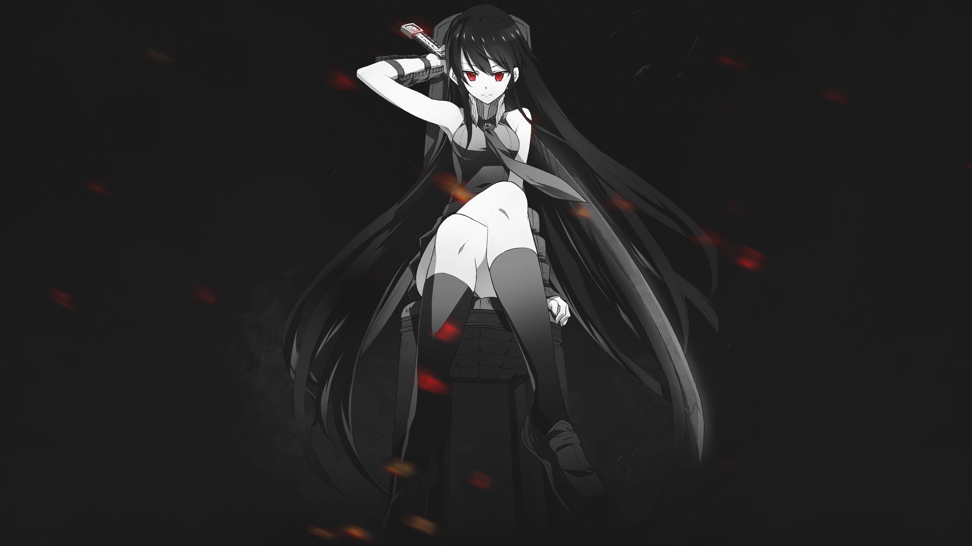 Anime Anime Girls Akame Ga Kill Black Hair Long Hair Red Eyes Akame 1920x1080