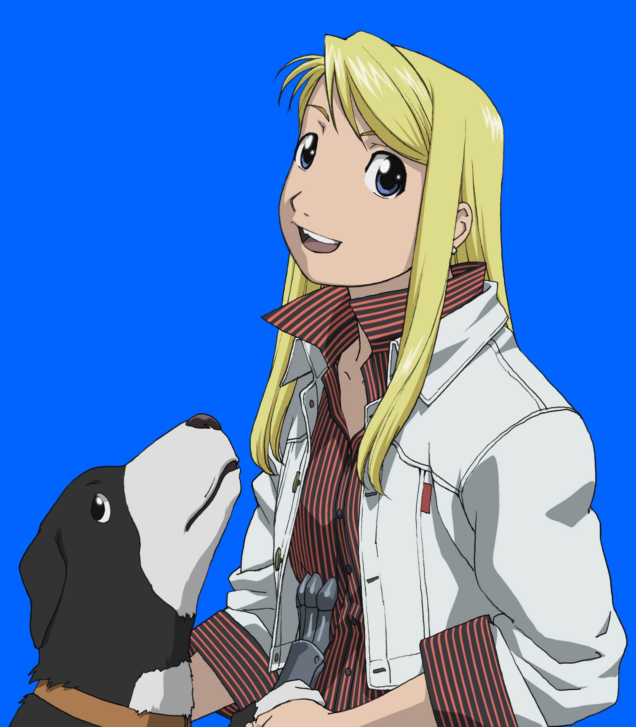 Full Metal Alchemist Anime Blue Background Dog Anime Girls Blonde 2100x2400