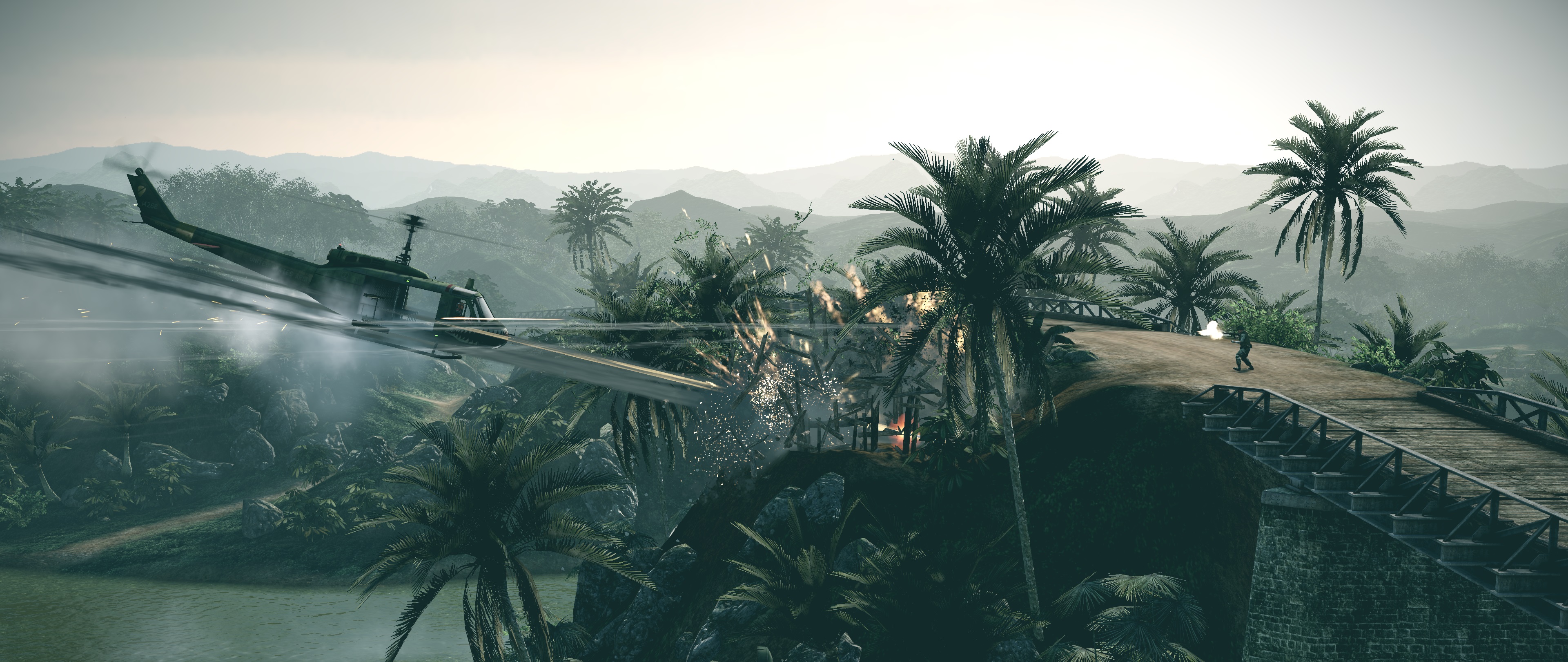 Battlefield Bad Company 2 Helicopter Attack Helicopter 3840x1620
