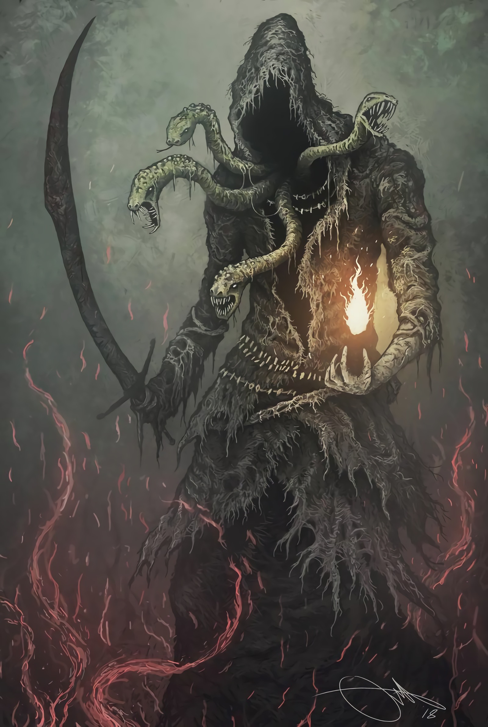 Creature Faceless Sword Snake Fantasy Art Artwork 1600x2382