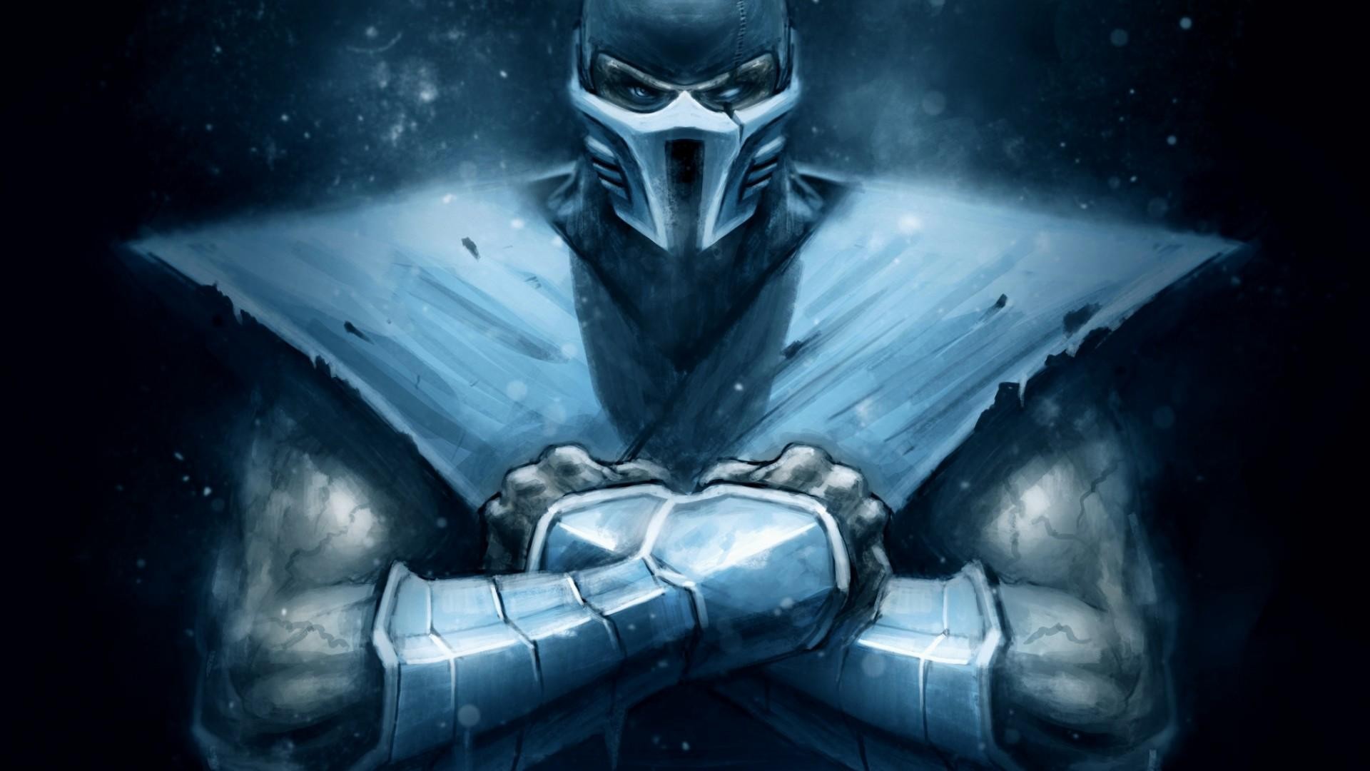 Sub Zero Mortal Kombat Warrior Video Game Art Video Games Cyan 1920x1080