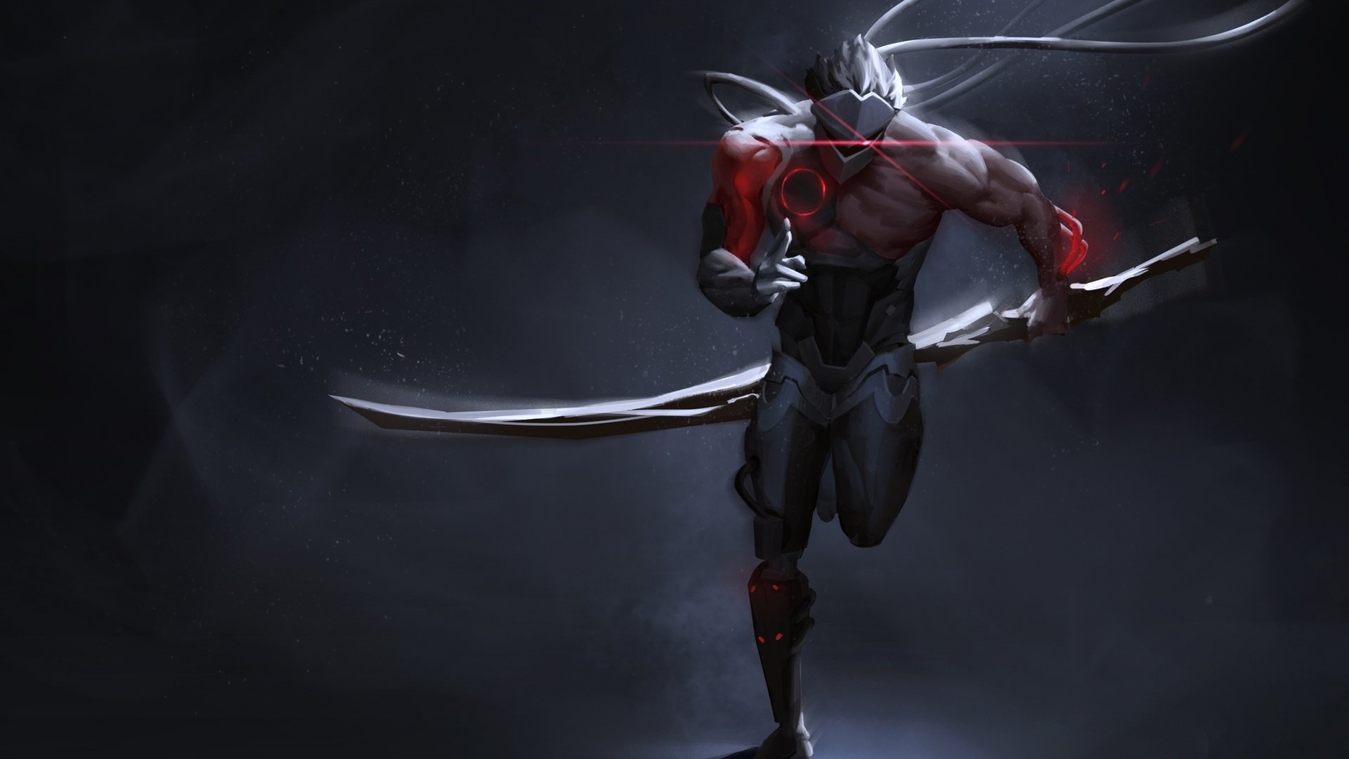 Overwatch Video Games Genji Overwatch Artwork Digital Art Blackwatch Ninja Katana 1920x1080