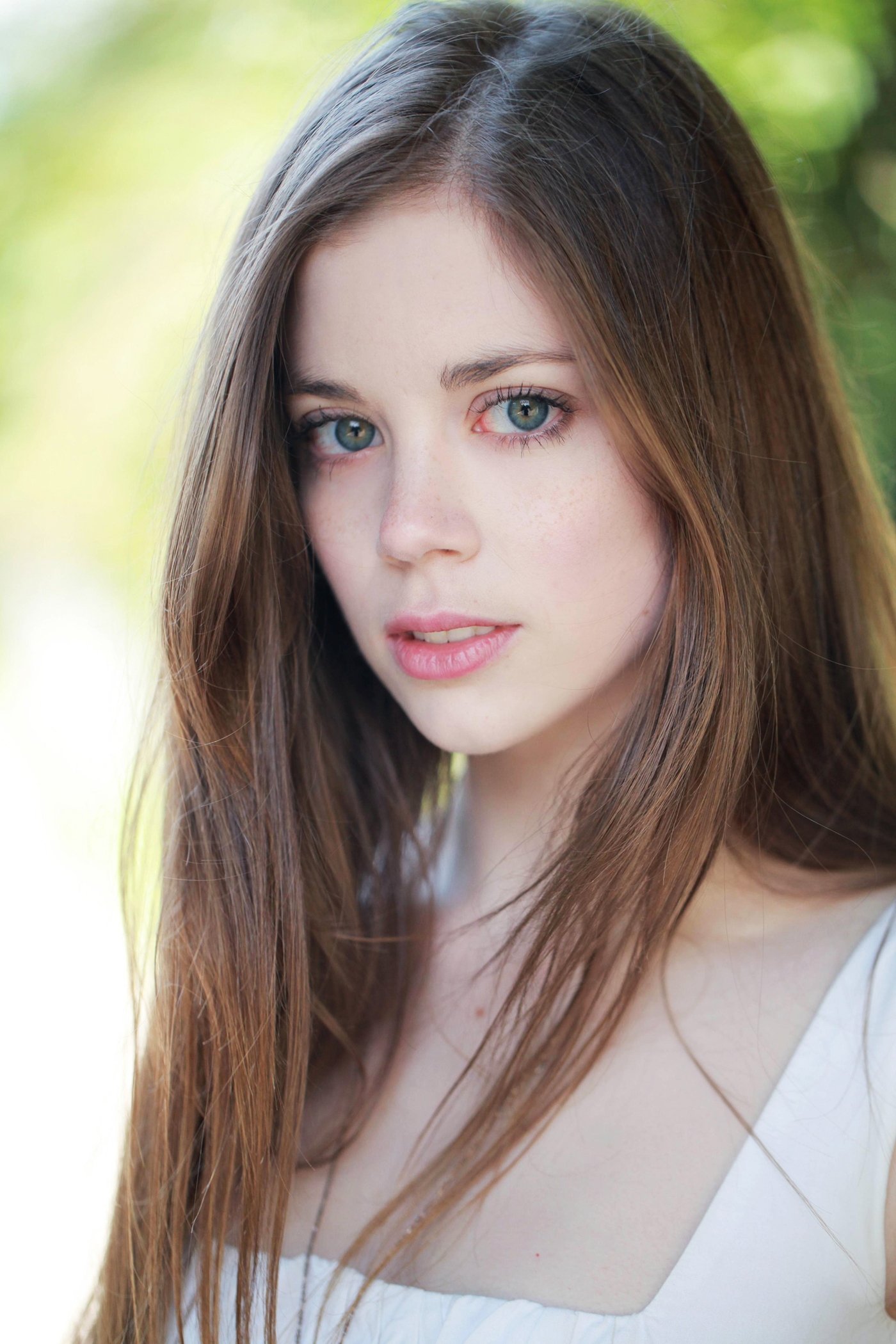 Charlotte Hope Women Actress Blue Eyes Long Hair Women Outdoors Looking At Viewer Brunette Portrait  1400x2100