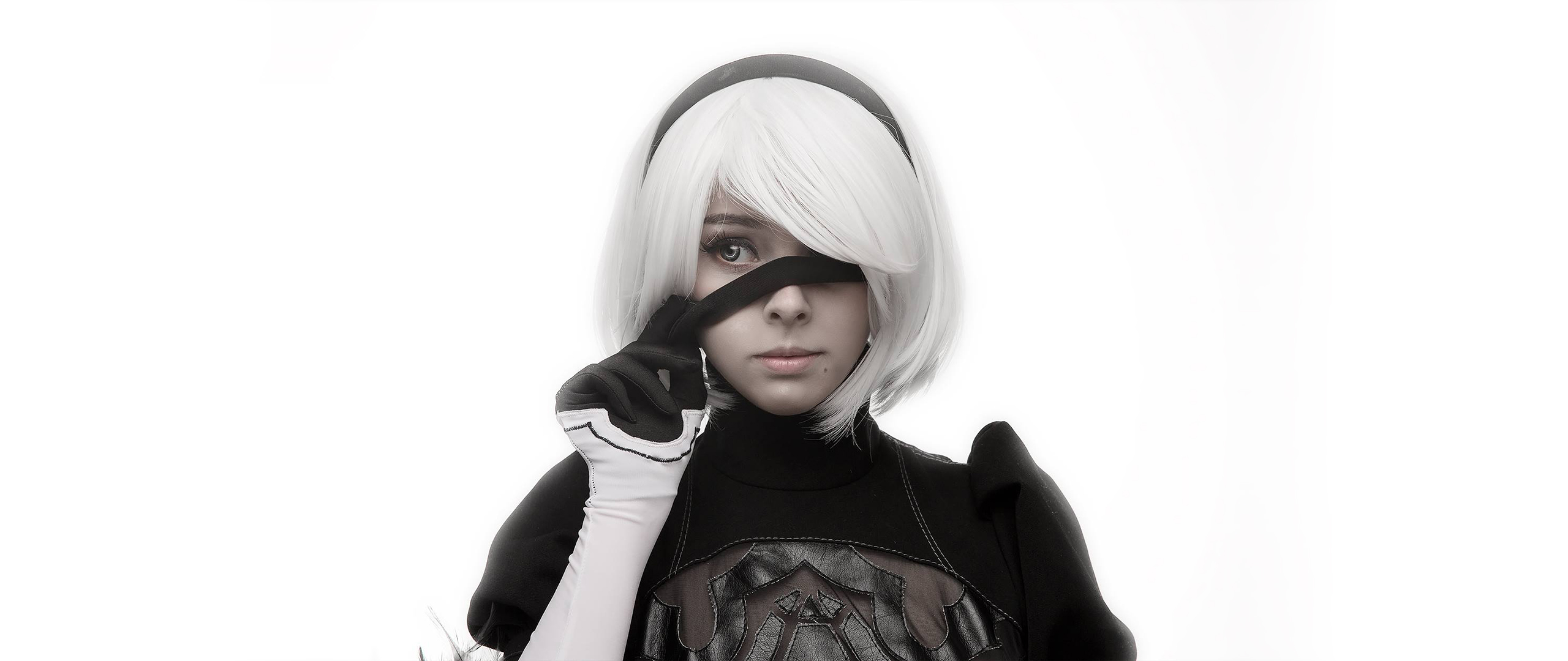 Disharmonica Helly Von Valentine Cosplay Nier Automata NieR 2B Nier Automata Women Frontal View Simp 2560x1080