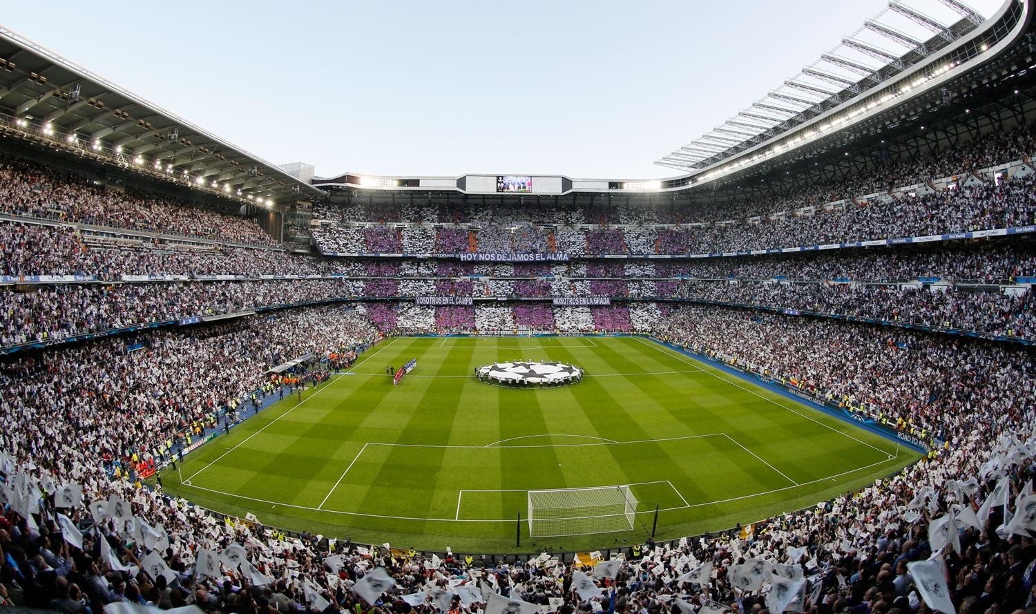 Santiago Bernabeu Stadium Real Madrid Champions League Soccer Pitches 1500x889