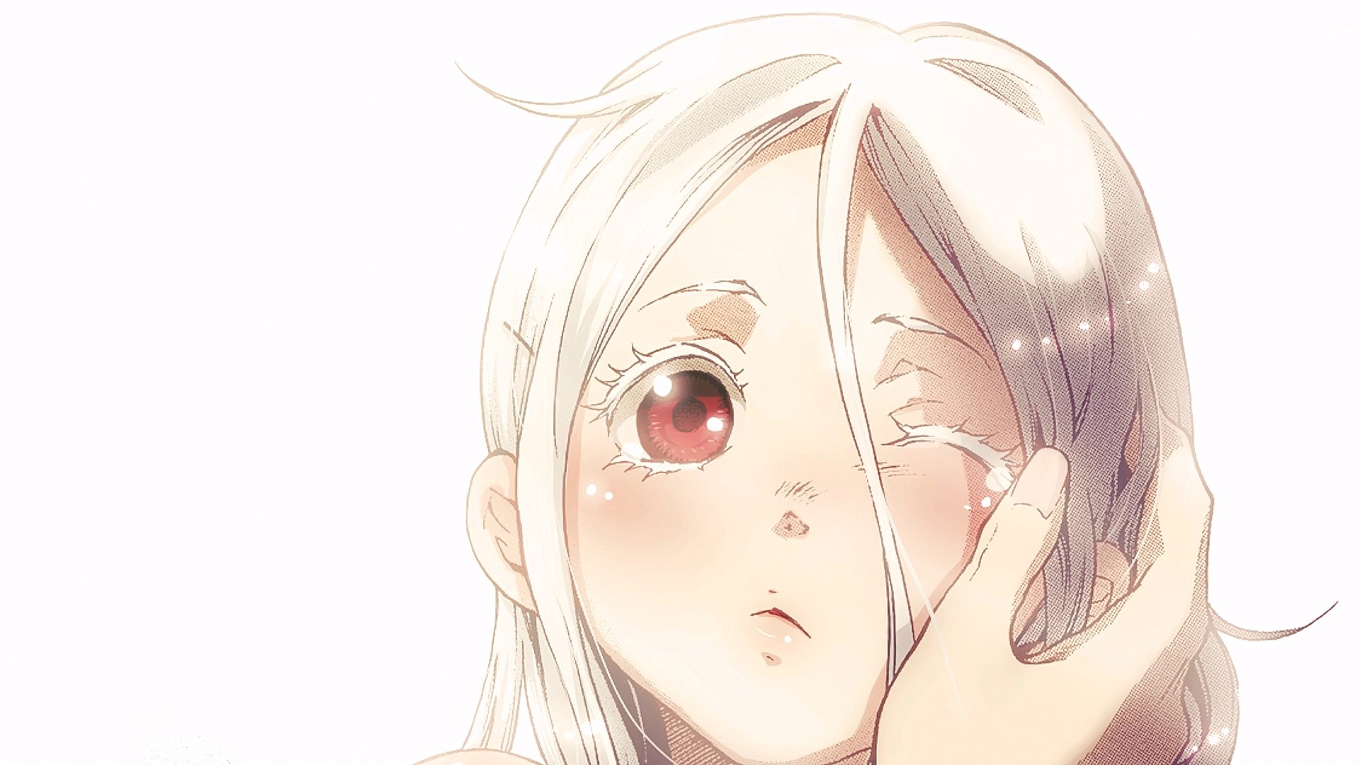 Anime Anime Girls Deadman Wonderland Shiro Deadman Wonderland Crying Blonde Long Hair Red Eyes 1920x1080