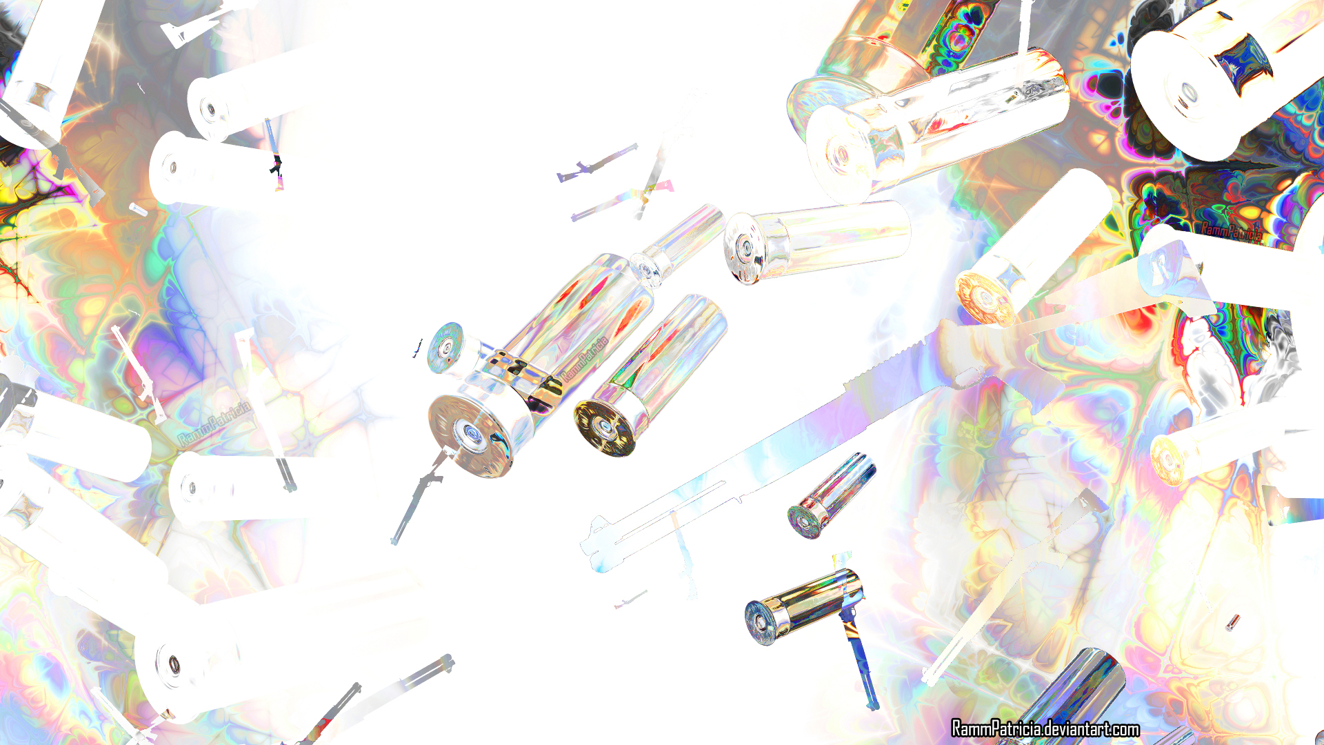 RammPatricia Digital Digital Art Abstract Weapon Gun Shotgun Shell Casing Ammunition Bullet Colorful 1920x1080