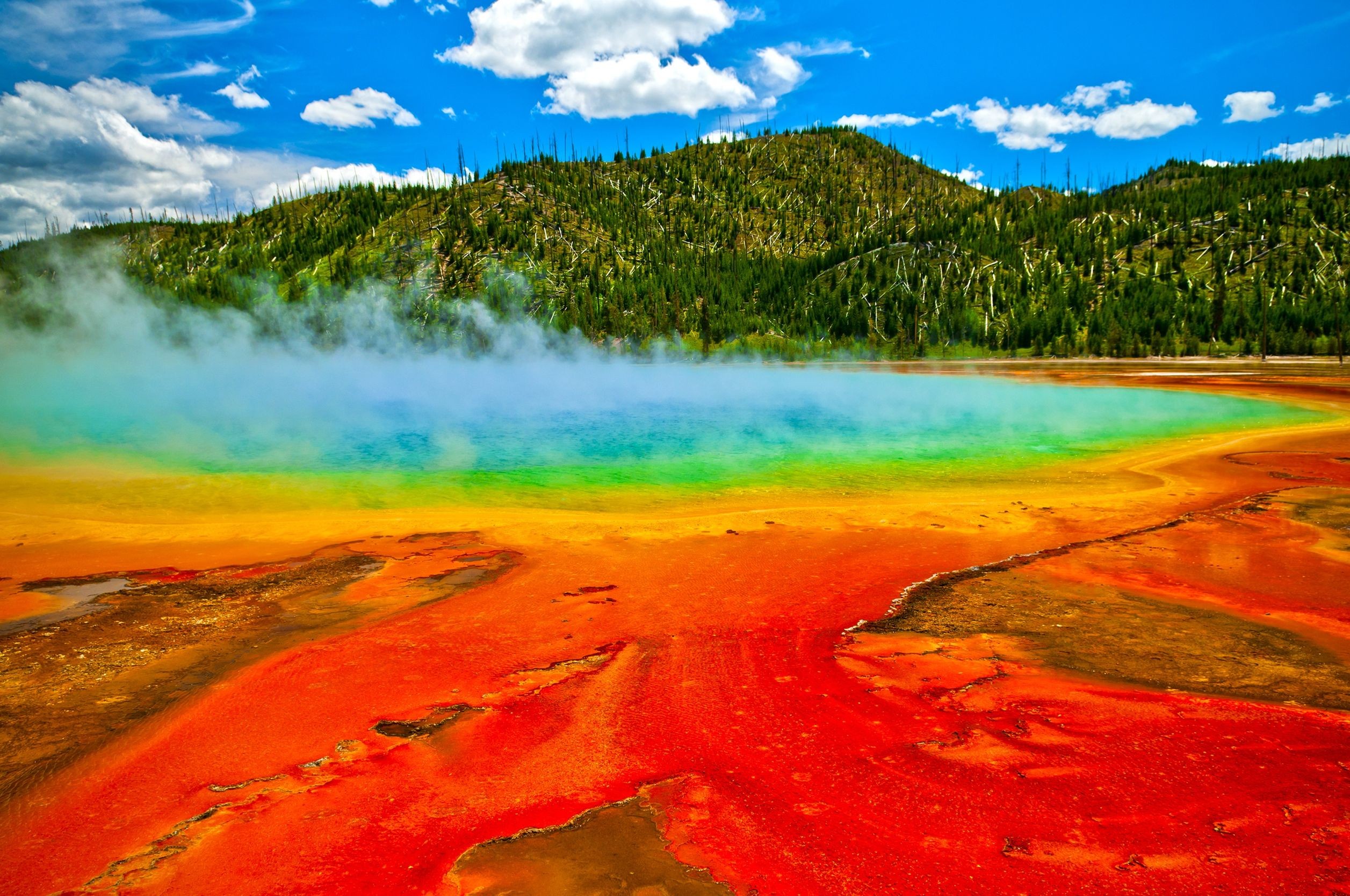 Nature Yellowstone National Park Geysers Water Colorful 2513x1669